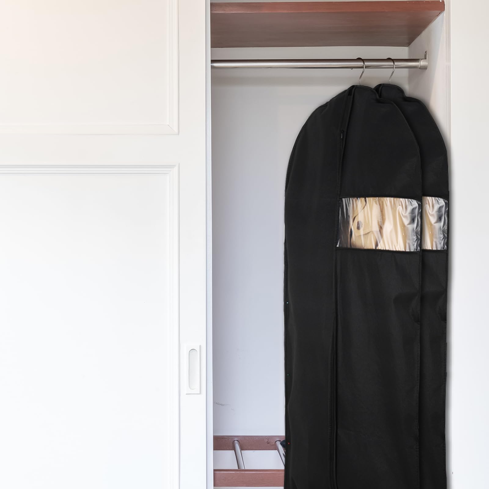 WallyBags Kleidersack Mit Brautstickerei – 152cm, Schwarz Mit Rose, Für Brautkleid & Reise – Inkl. WallyLock-Klemme