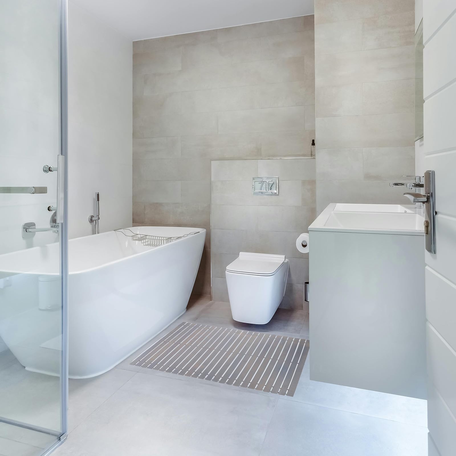 jojofuny Alfombrilla de Baño de Bambú Antideslizante, Esterilla de Ducha para Baño, para Habitación y Dormitorio