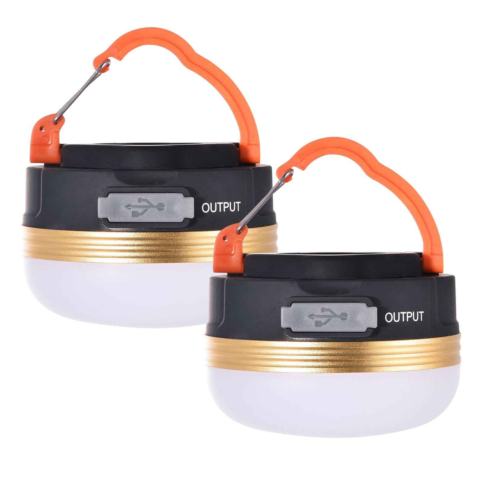 Yeqqzq 2Pcs Camping Lantern, Camping Light USB Rechargeable, Waterproof Portable Outdoor Tent Light, LED Tent Light with Magnetic Base, 3 Modes with SOS for Hiking Fishing Emergency