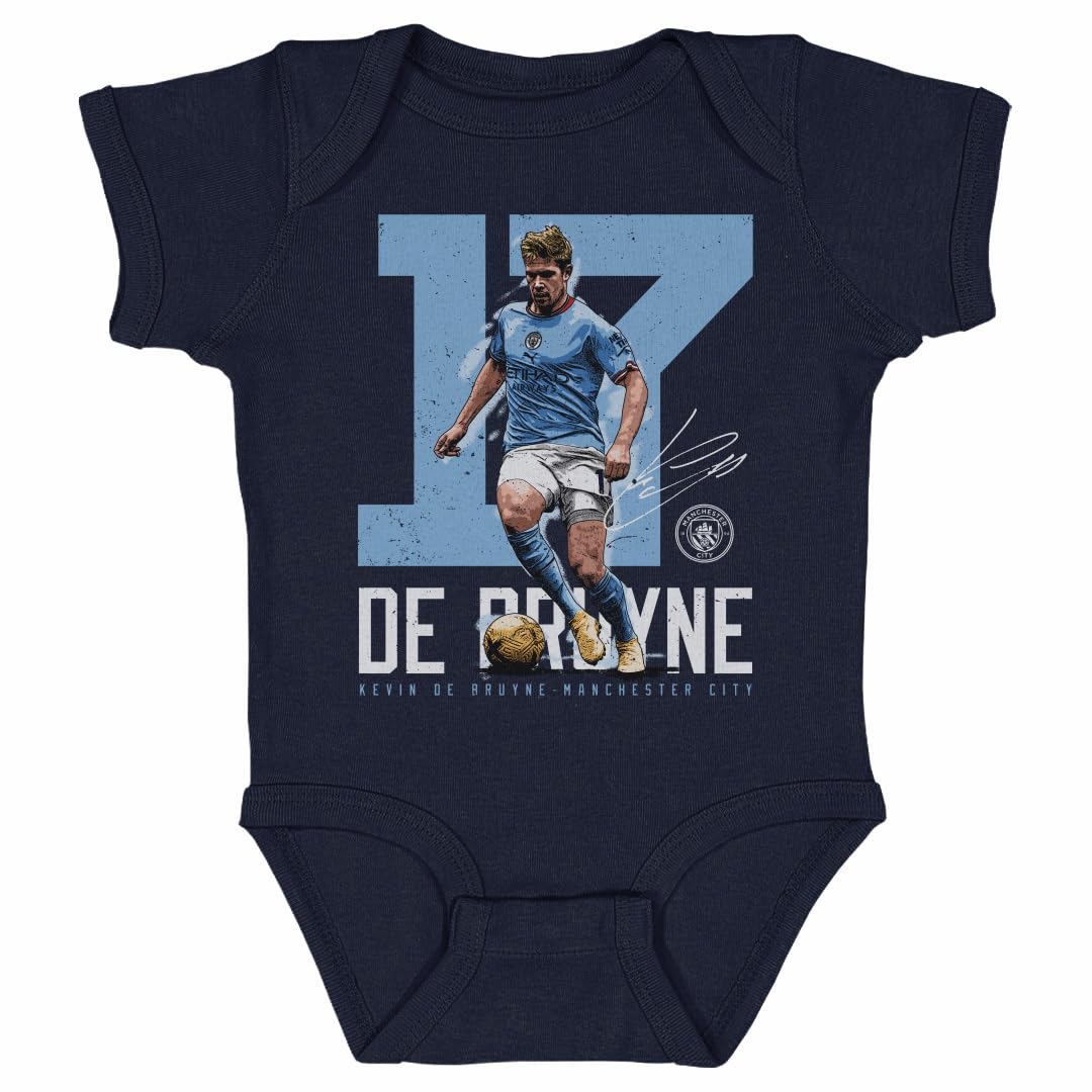 500 LEVEL Kevin De Bruyne Manchester City One-Piece Infant Bodysuit - Kevin De Bruyne Manchester City Bold Number WHT (Navy, 12M)