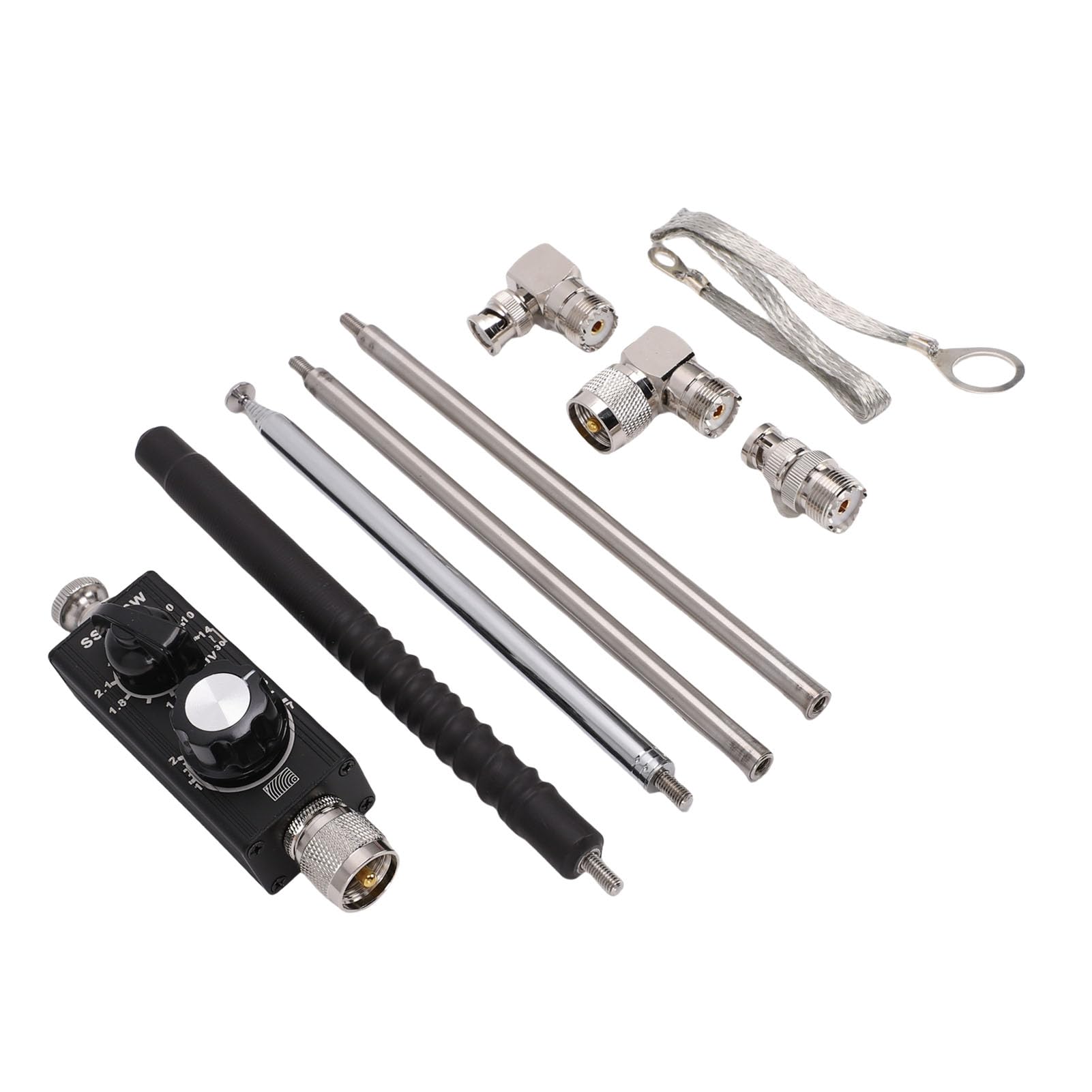 Eujgoov Antena de Onda Corta QRP de 1, 8 MHz-30 MHz, Acero de Aleación de Aluminio, Mini Antena Portátil para Radioaficionado, Comunicación Multibanda y Sintonizada Ajustable VHF UHF