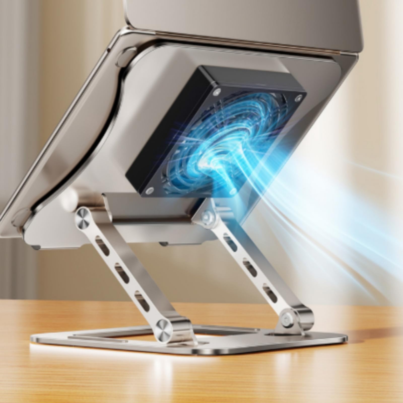 Supporto di Raffreddamento per Laptop con Riser Regolabile E Ventola Integrata Struttura Robusta E Compatibile con Notebook Fino a 17 Pollici Migliora, Argento, Pieghevole E Rotante