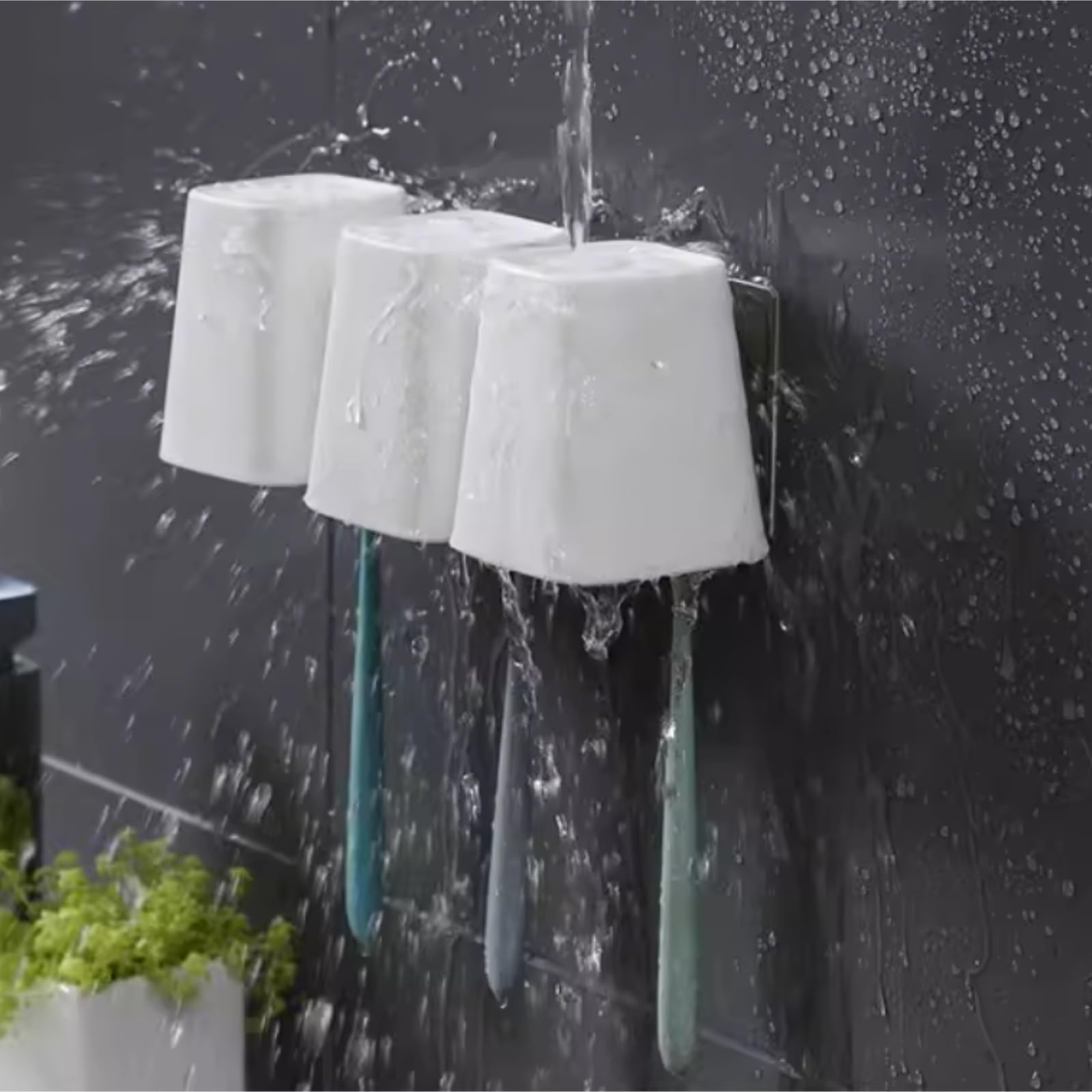 Porta Spazzolino Decorazione, Porta Spazzolino Adesivo In Acciaio Inox Da Parete For Bagno Doccia Multifunzione Moderno(1pcs)