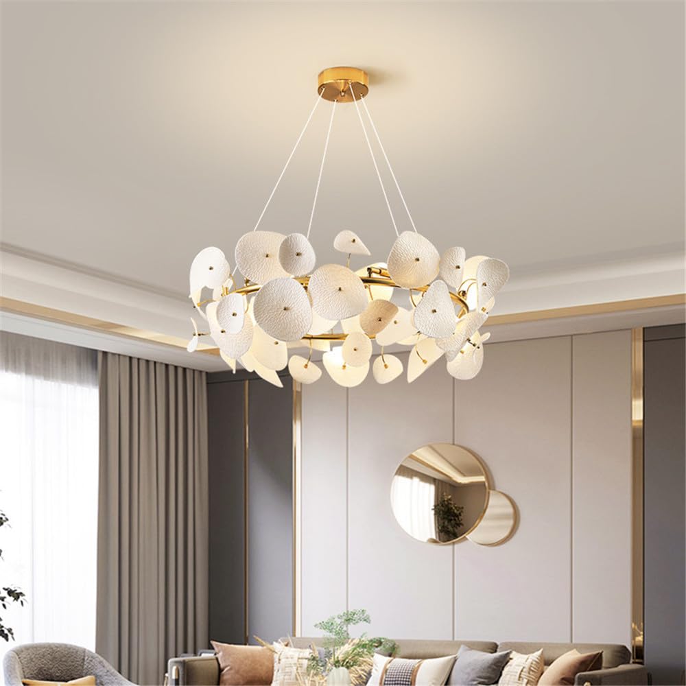 CSXSXAUO Contemporary Ceramic Living Room Chandelier LED Fashion Art Restaurant Bedroom Study Villa Hotel Cafe Bar Counter Pendent Lamp (A D80CM)