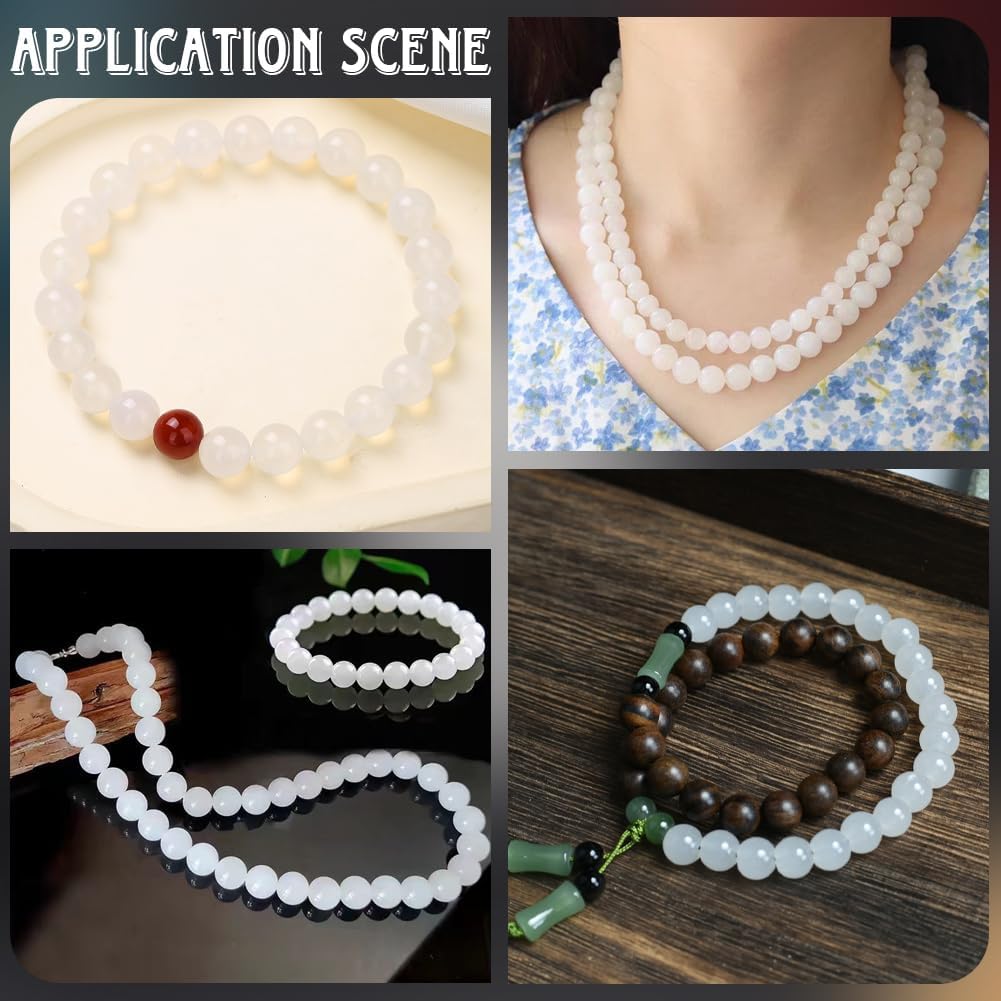 1 Box 190PCS Jade Round Beads with Holes Natural Chinese White Marble Round Gemstone Smooth Undyed Loose Spacer Bead Bulk for Jewelry Making Bracelets Necklaces Earrings Diy Crafts Supplies - Image 5