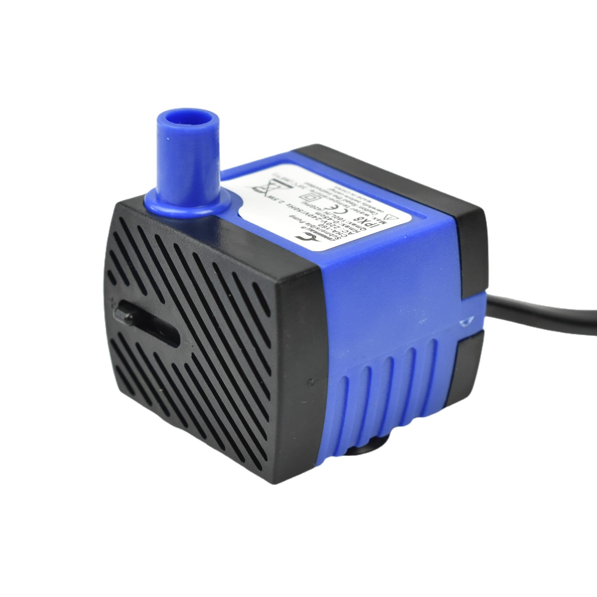 CONQUERALL Mini pompe submersible 2,5 W, débit de 42 GPH, hauteur de refoulement de 1,48 ft, pour petits aquariums et fontaines pour chats