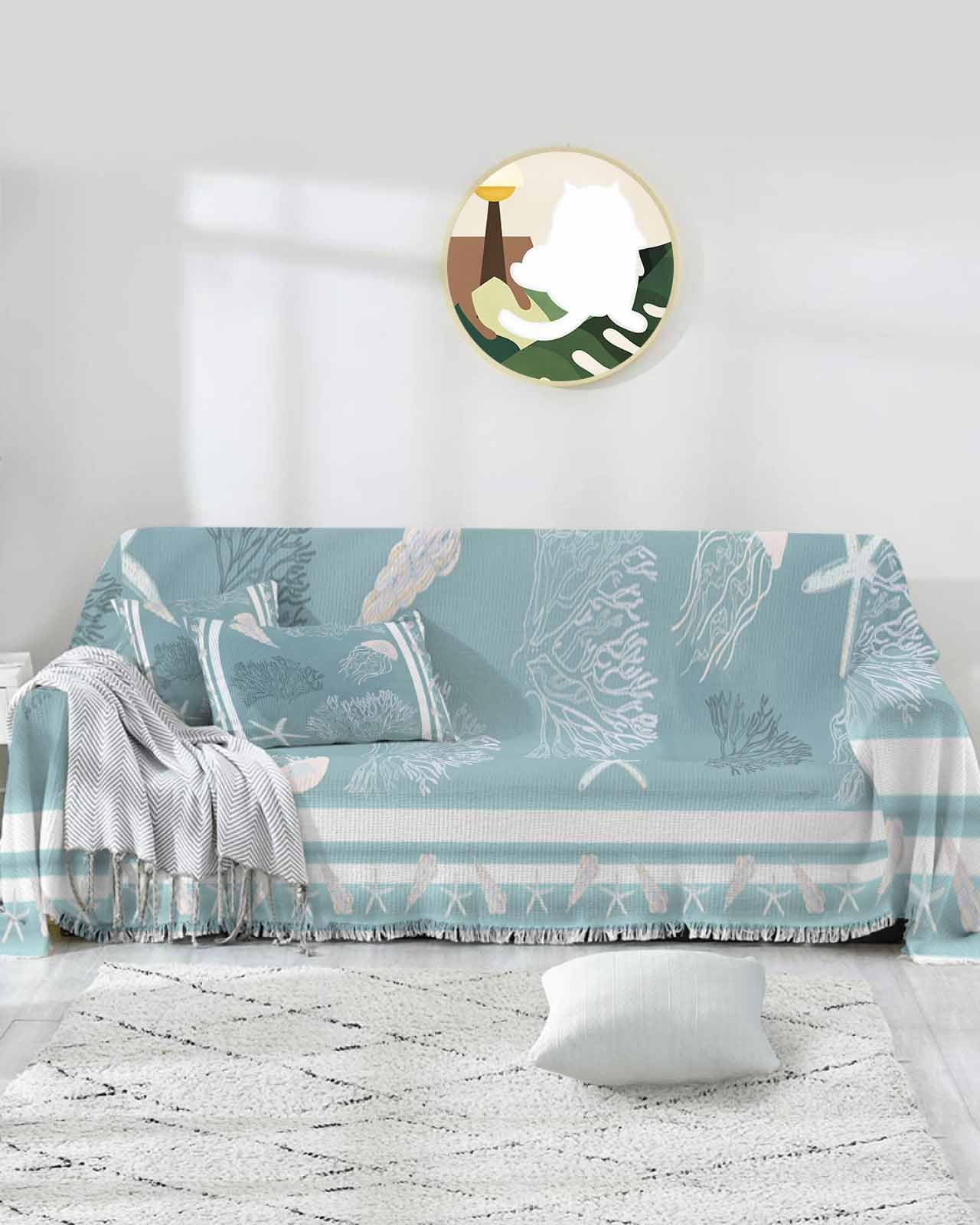 Amazon.com: Coastal Blue Coral Sofa Couch Covers for 3 Cushion