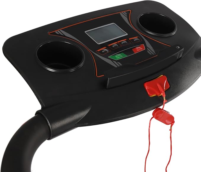 Caminadora plegable para mayores con barandilla larga, máquina para ejercicio, capacidad 220 lbs, LCD, pulso cardíaco miniatura 6