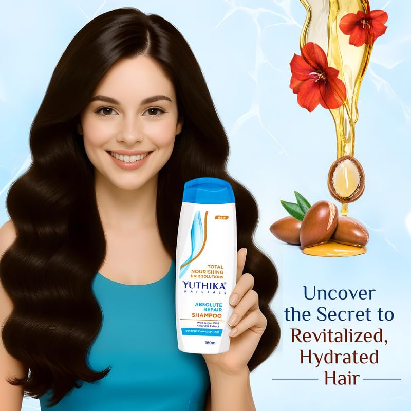 Yuthika Absolute Repair Shampoo For Damaged Hair 180ml |Total Nourishing Shampoo For Women & Men| Enriched With Argan Oil & Amaryllis Extract - Image 6