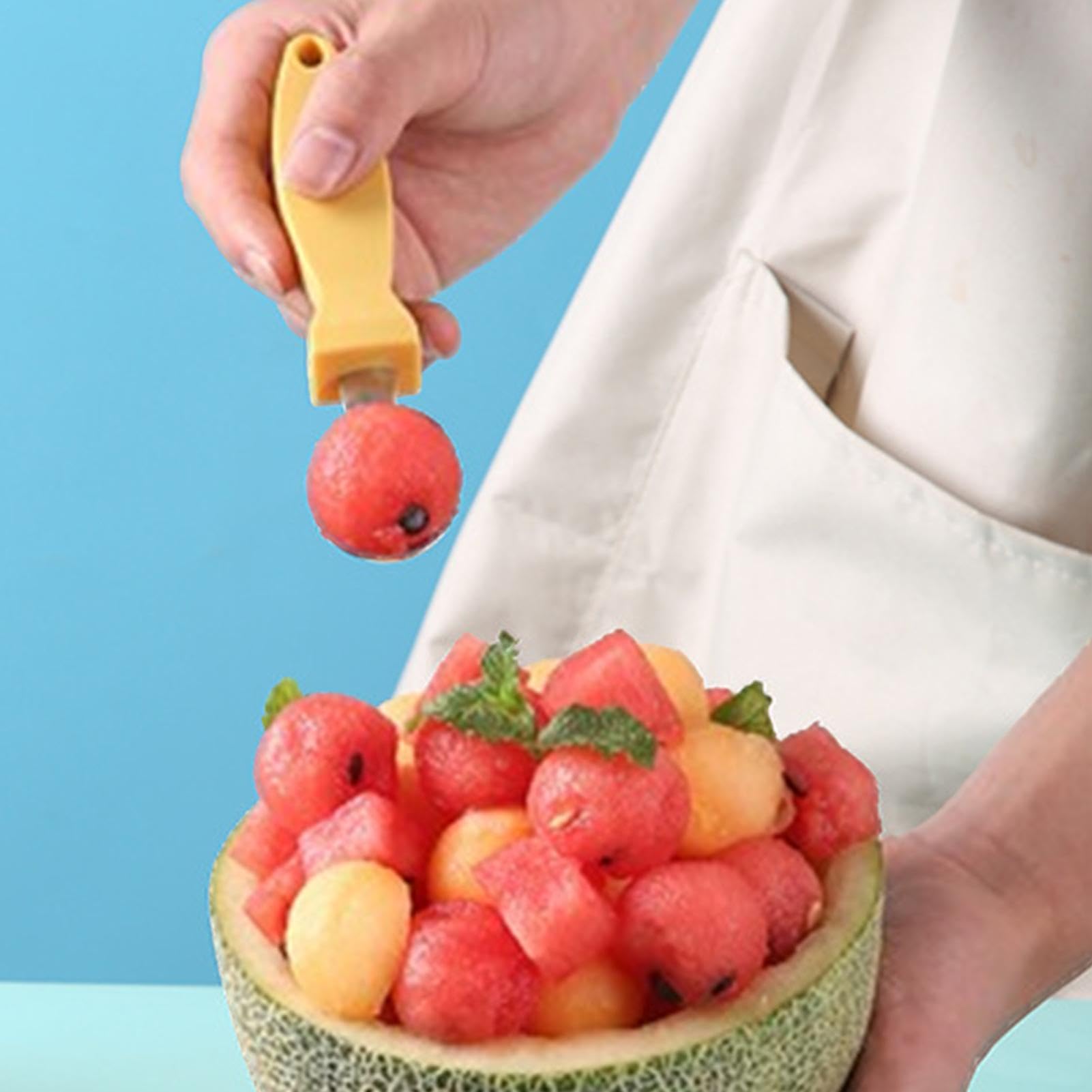 Produktbild von Kugelausstecher Melone Wassermelonen-Schneider | Edelstahl Mit Rutschfestem Griff | Perfekt Für Melonen, Papaya & Cantaloupe Melonenschneider Würfel