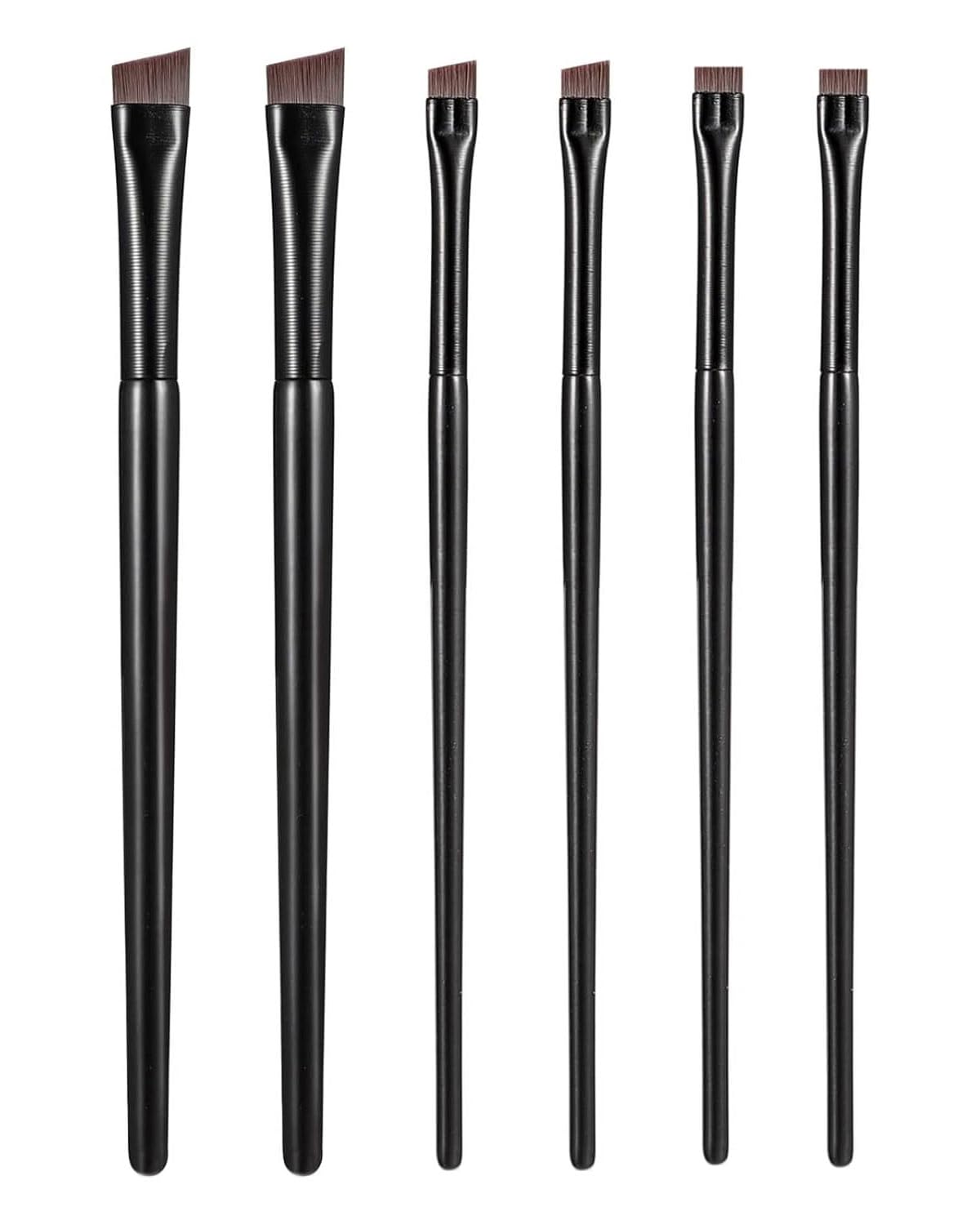6 brochas para delineador de ojos – brocha para delineador de ojos en ángulo, para maquillaje de cejas, brocha para maquillaje de ojos con cerdas sintéticas de fibra suave (negro)