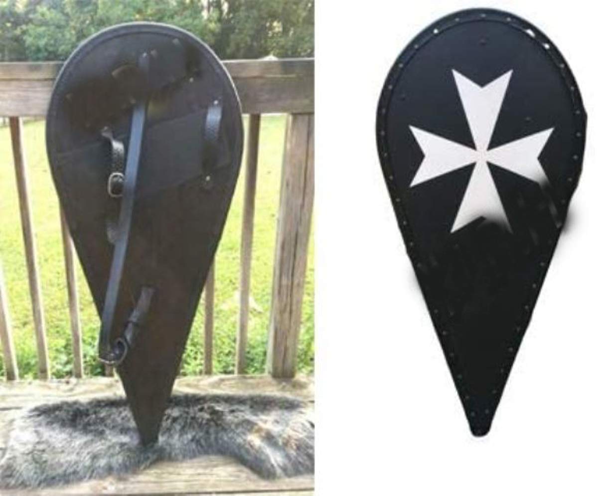Nautical Replica Hub Medieval Knight Templar Crusader Metal Shield Armour with White Cross