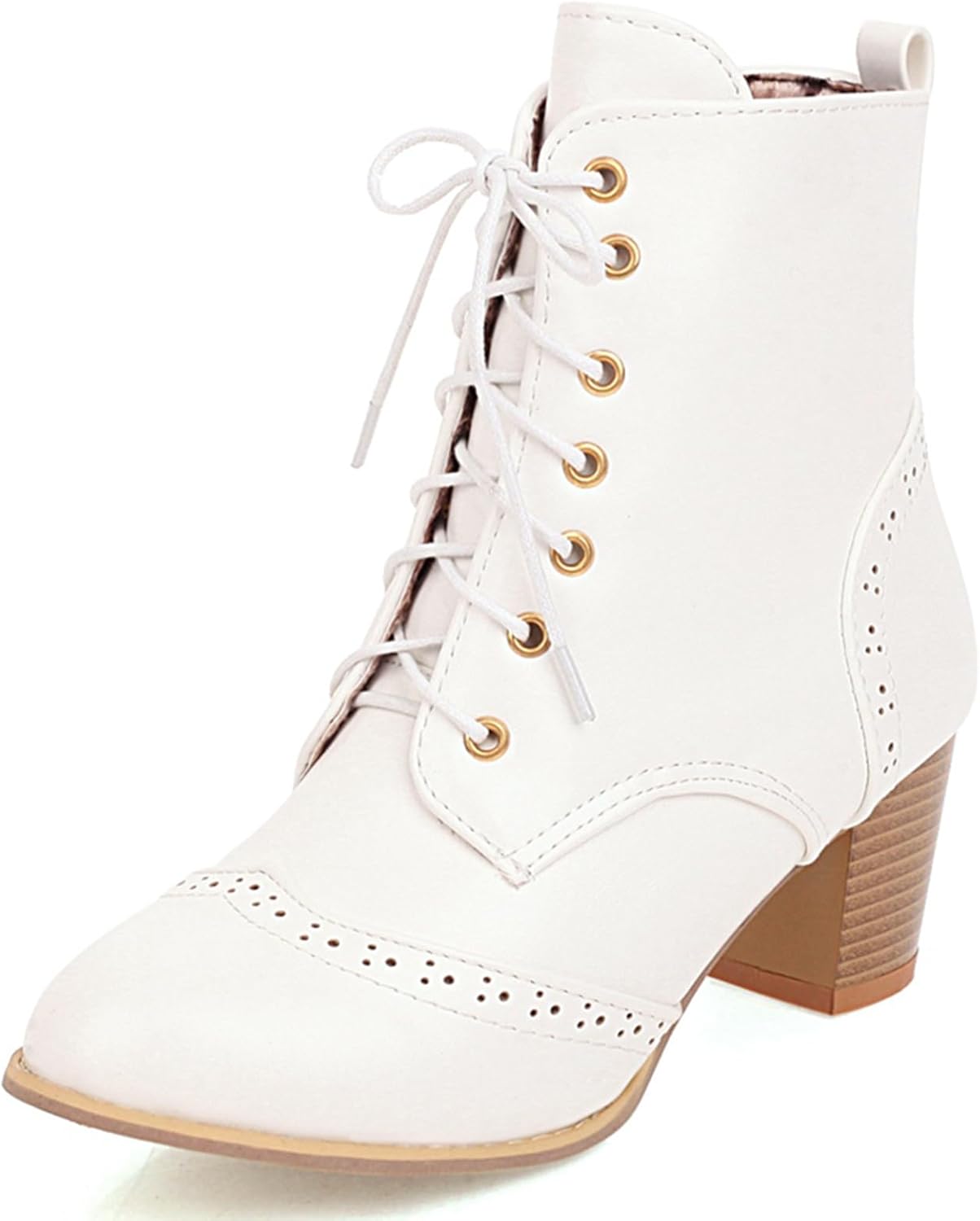 UniqueStride Women's Brogue Ankle Boots Lace Up Bootie with Chunky... - 第 8/35 張圖片