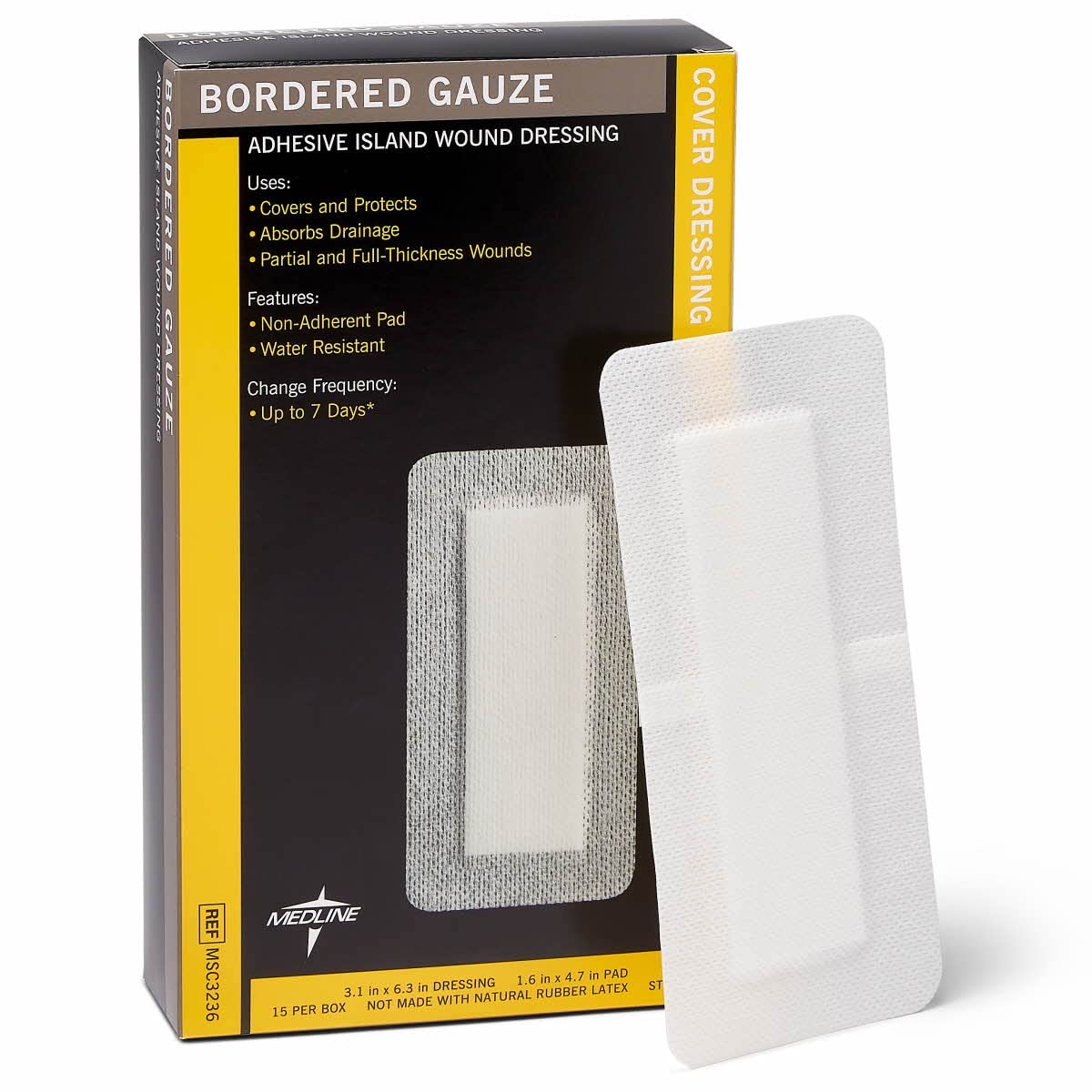 Medline Sterile Bordered Gauze, Wound Dressing For First Aid and Medical Use, 3" x 6" with 1.5" x 4" Pad - 15 Pack — Amazon image 2