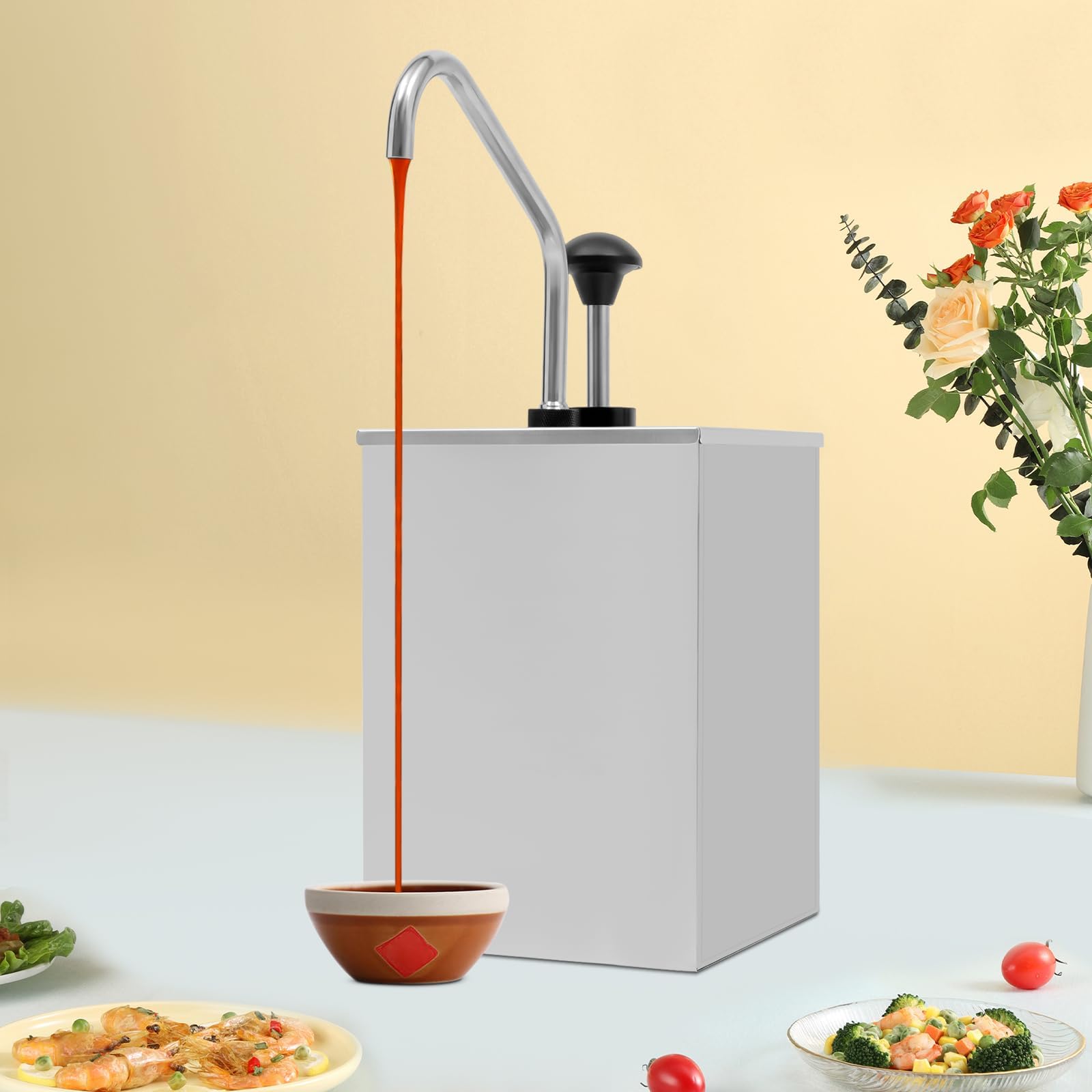 Dispenser per salse con serbatoi rimovibili per spremere e conservare facilmente liquidi