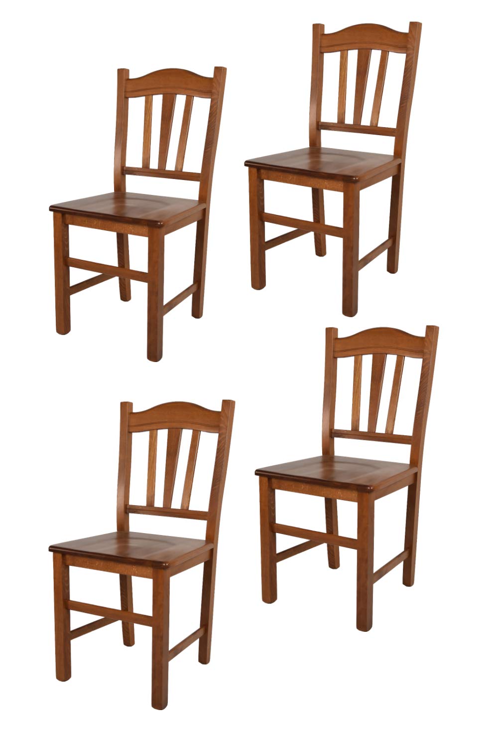 Tommychairs - Set 4 sillas Silvana para Cocina y Comedor, Estructura en Madera de Haya Color Nuez Claro y Asiento en Madera