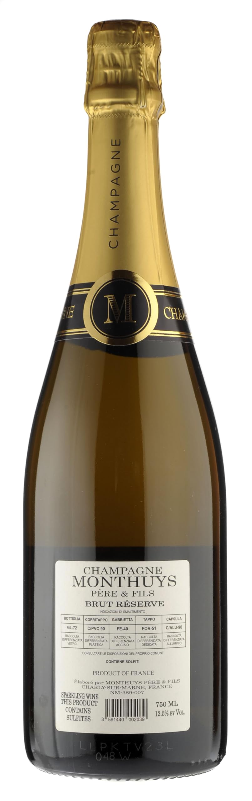 Monthuys Père & Fils Champagne Pinot Meunier reserve Brut - 750 ML