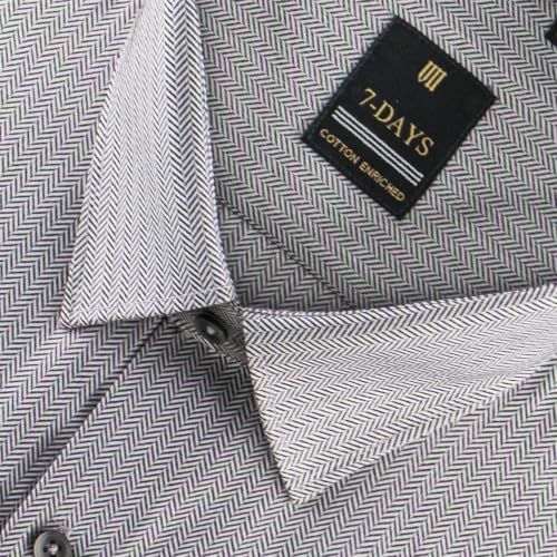Image of 7-DAYS Premium Men's Formal Shirts - Cotton Rich, Textured Self-Design, Full Sleeve, Regular Fit, Wrinkle Resistant, with Pocket - Perfect for Office