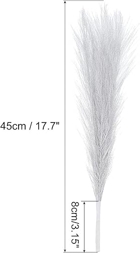 Miniatura 2 de uxcell 3 piezas de hierba de pampa sintética pequeña de 17.7 pulgadas de hierba de pampa esponjosa falsa 7 ramas, relleno de jarrón artificial para