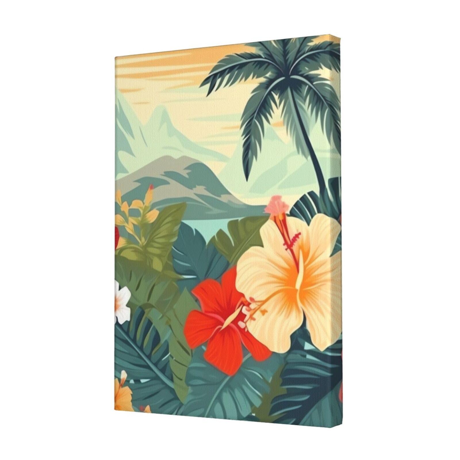 KLOPH summer hawaiian Canvas Wall Art for Living Room 12"x18" Modern Artwork Painting for Bathroom Hanging Canvas Prints Aesthetic Wallart for Bedroom Kitchen Office Wall Decor