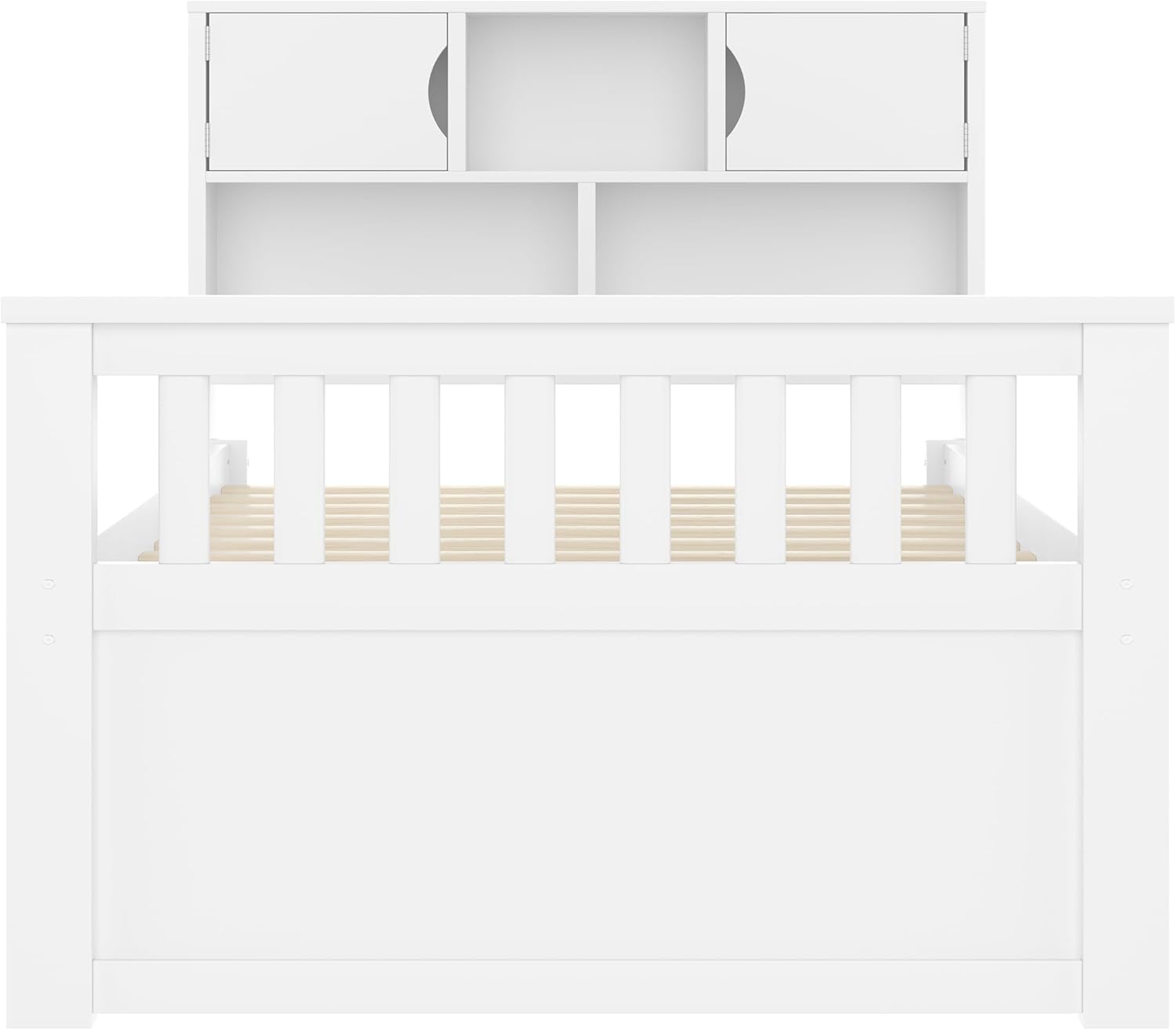 Merax Twin Size Platform Bed, Captain Bed Frame with 4 Storage Drawers and Bookcase and Shelves, Multi-funtional Storage Bed, White