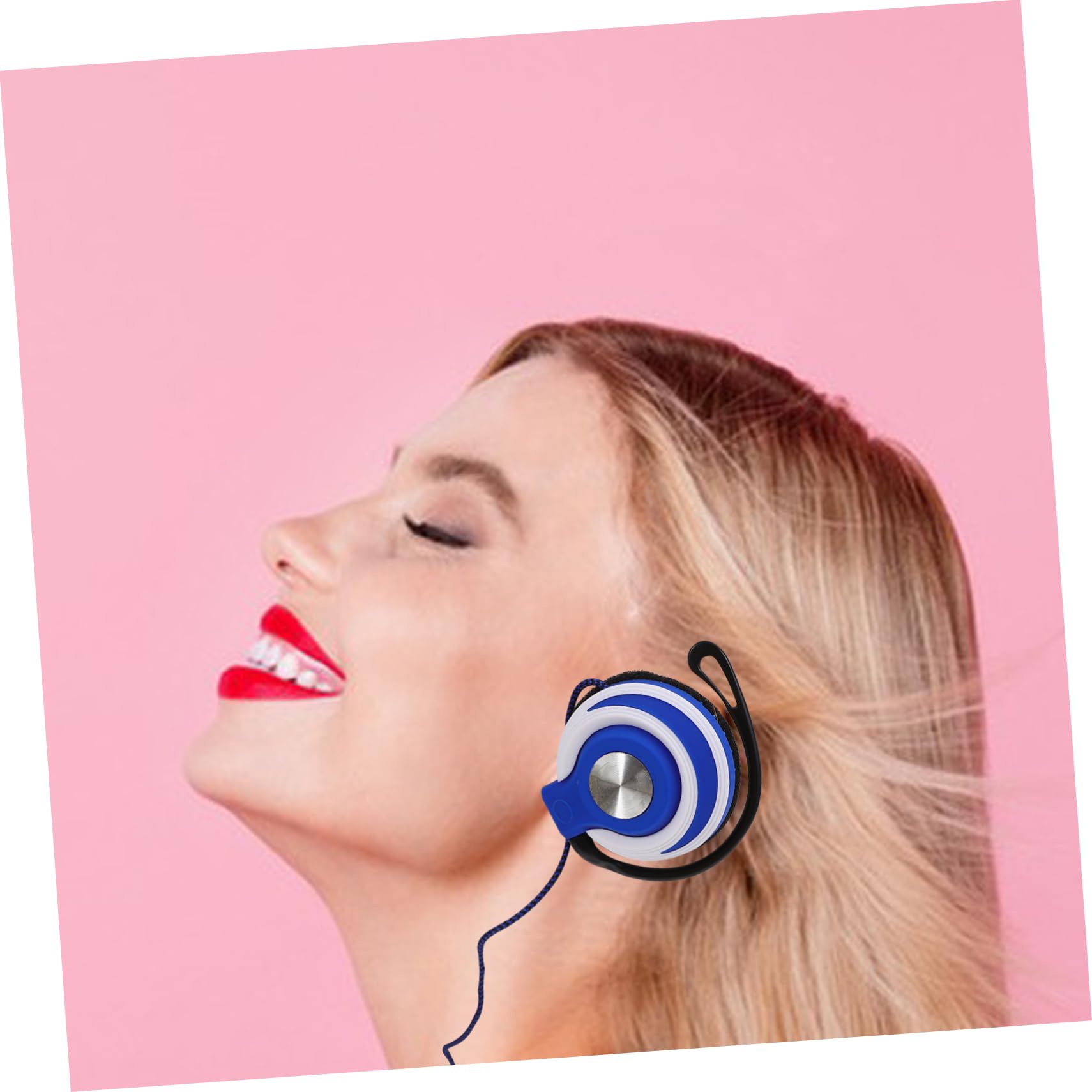 BESTonZON 2 Cuffie Stereo Auricolari Clip Con Gancio Orecchio Cablato Compatibile Blu Ergonomiche con Suono Surround e Cavo Resistente