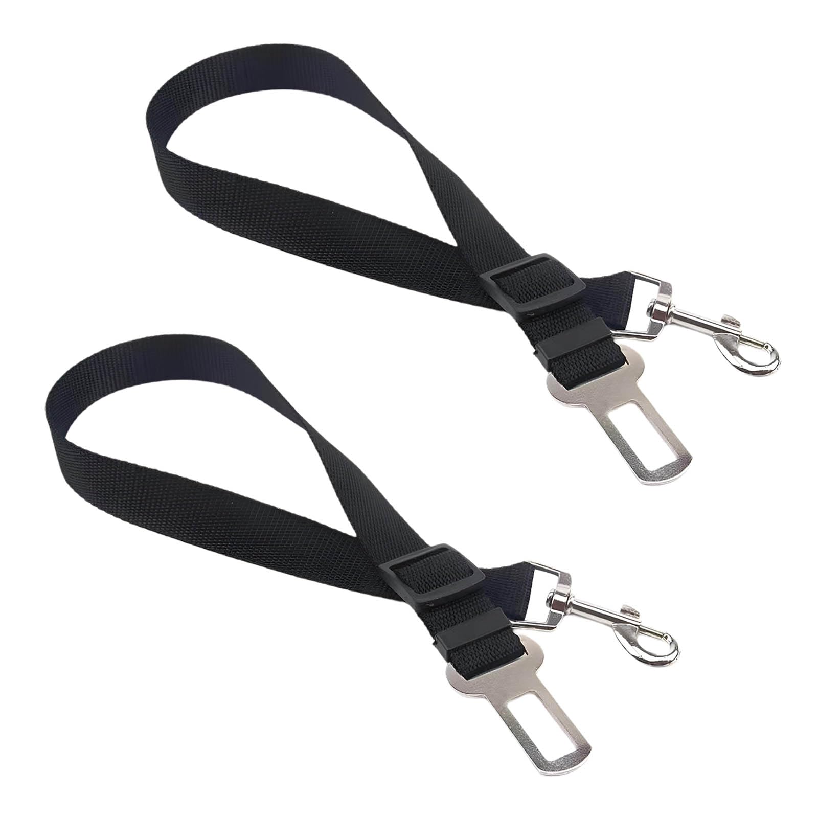 ApexPine 2 Pack Black Dog Car Seat Belts, Adjustable Universal Pet Car Safety Belts, 360° Swivel Tangle Free Dog Car Harness Attachment, 47-70cm for Small Medium Dogs