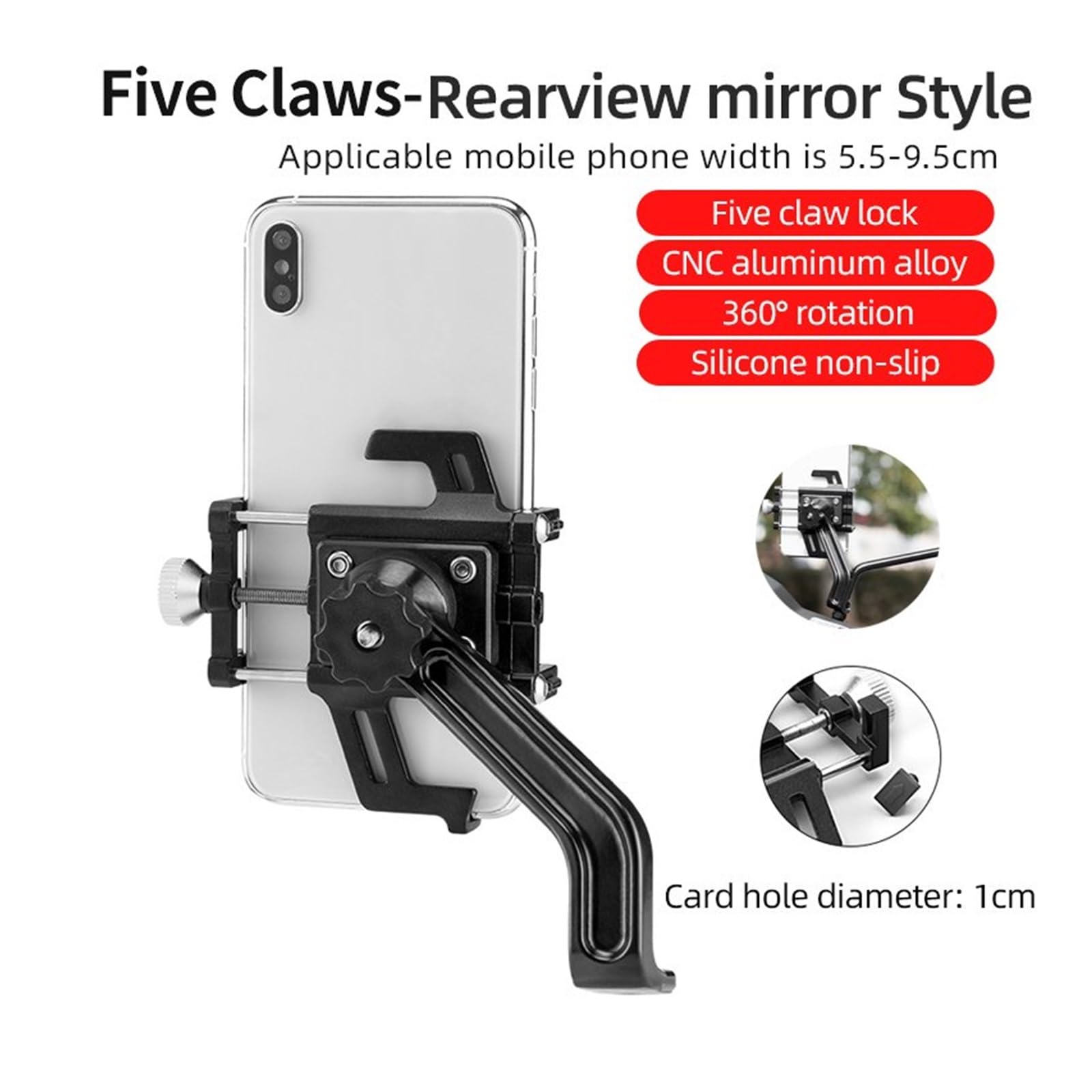 Support Navigation GPS Support Téléphone Rotatif À 360 ° Pour Moto Et Vélo Électrique Support De Smartphone À Cinq Griffes Support De Téléphone Mécanique Pour Vélo Porte Téléphone Moto ( Taille : D )