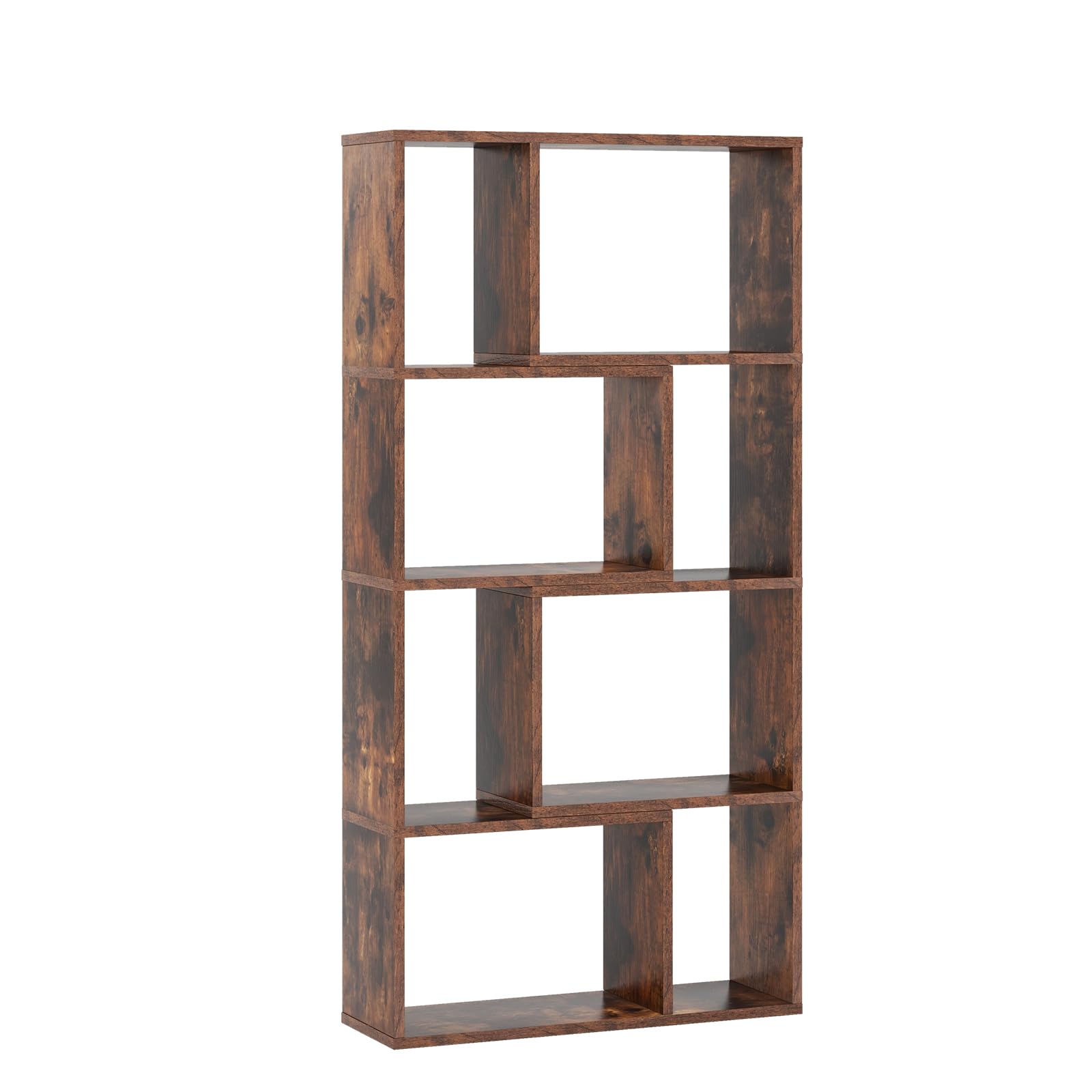 GIANTEX Libreria mobile portaoggetti a 8 cubi, mensola portaoggetti camera da letto con kit antiribaltamento, libreria in legno per soggiorno, ufficio, 60 x 20 x 120 cm (marrone)
