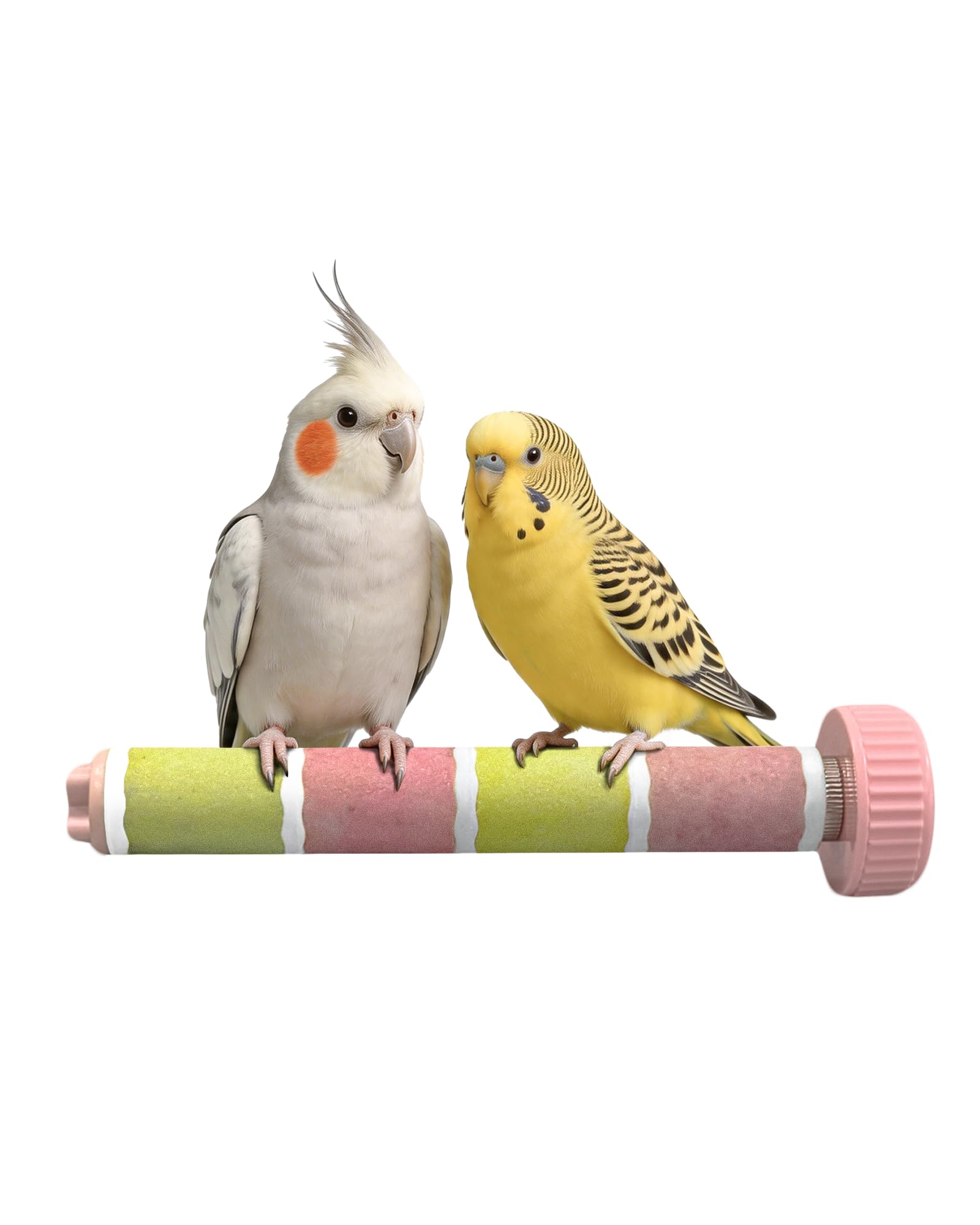 ETIALURE Bird Perches for Cage, Sandblasted Rough-Surface Parrot Perch, Budgie Beak & Claw Grinding Stone Sticks (Pink & Yellow)