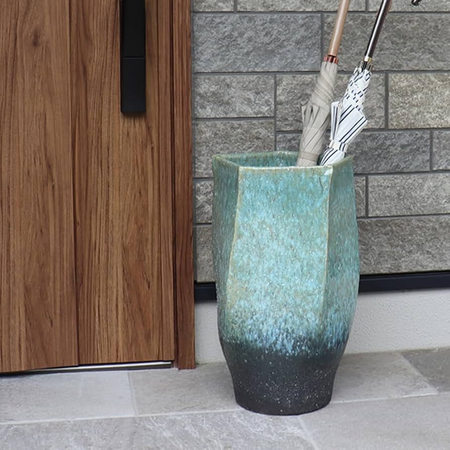 信楽焼 傘立て 青緑窯変 高さ４９cm 楽天市場】【あす楽対応】傘立て 陶器 信楽焼き 緑窯変五角傘立