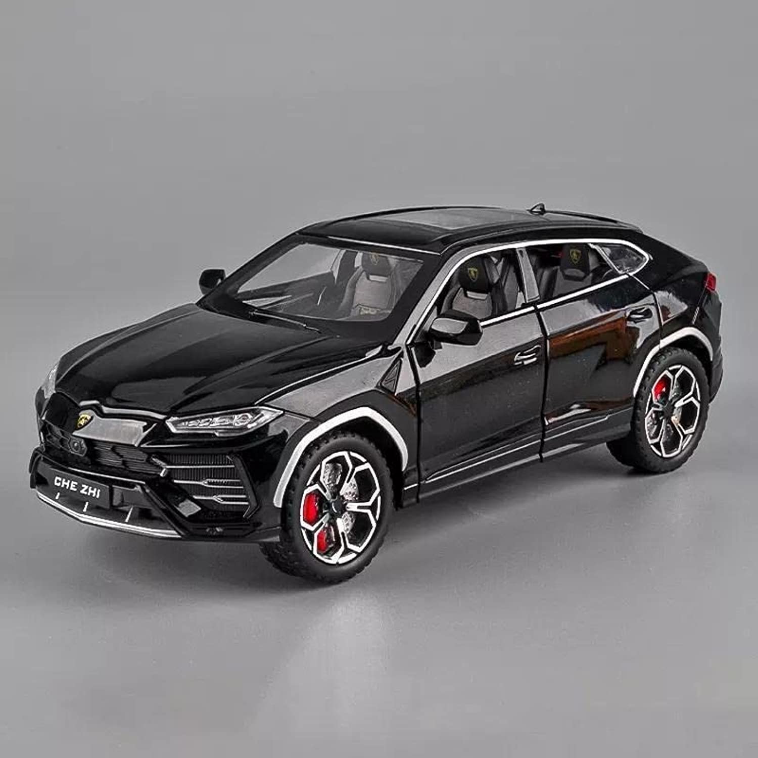 1:24 Lamborghini Urus Car Model, Diecast Pull Back Car Toy car , Doors Open, Light and Sound, Boys Toys Kids Adults Gifts (BLACK)