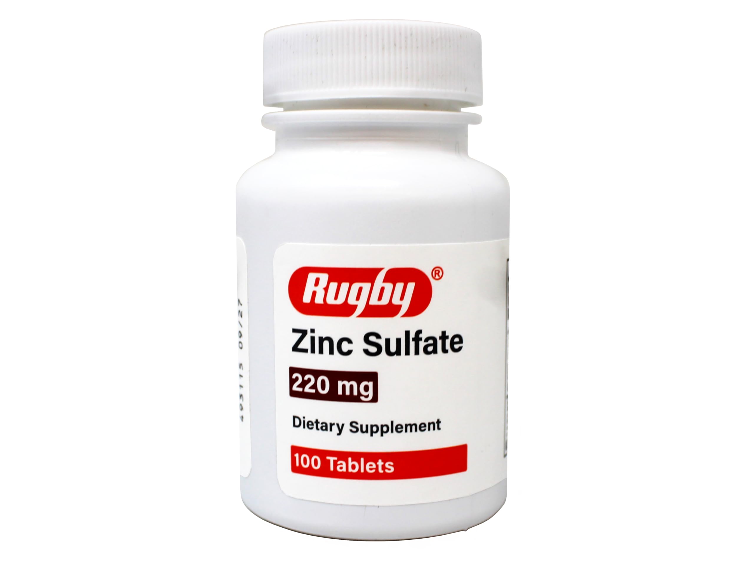 Rugby Zinc Sulfate 220 mg Tablets - Made with Zinc Sulfate Heptahydrate - Dietary Supplement - 100 Tablets