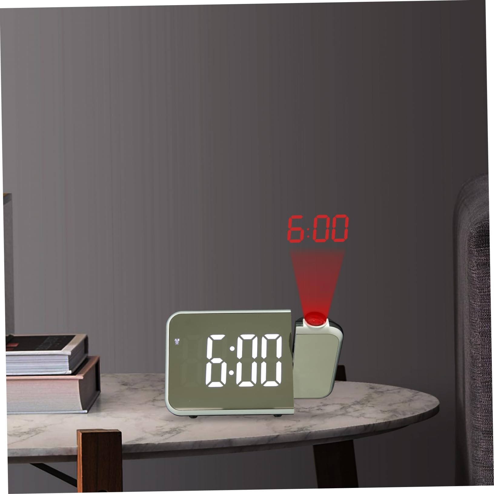 OUNONA Reloj Despertador Digital de Escritorio Proyector, Multifuncional Alarma y Pantalla Led, Material Plástico, Adecuado para Oficina y Sala de Estar