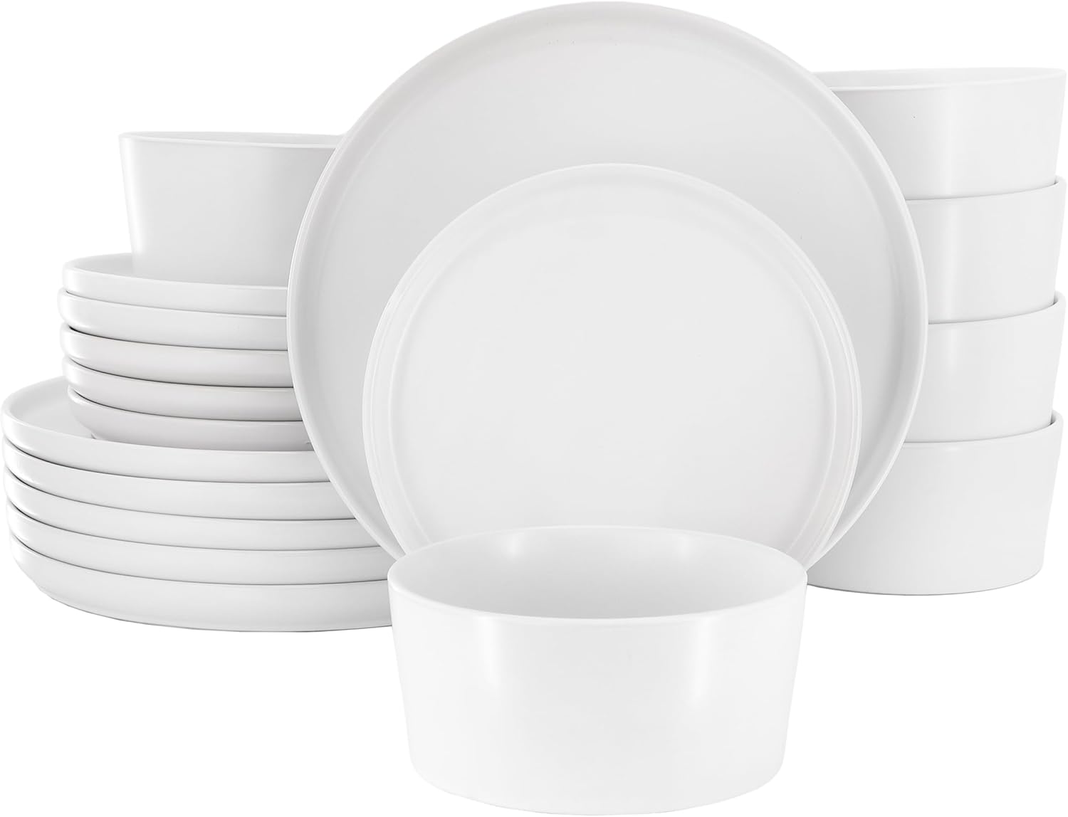 Elama Josh 18 Piece Round Stoneware Dinnerware Set, Tableware Set, Service for 6 (White)