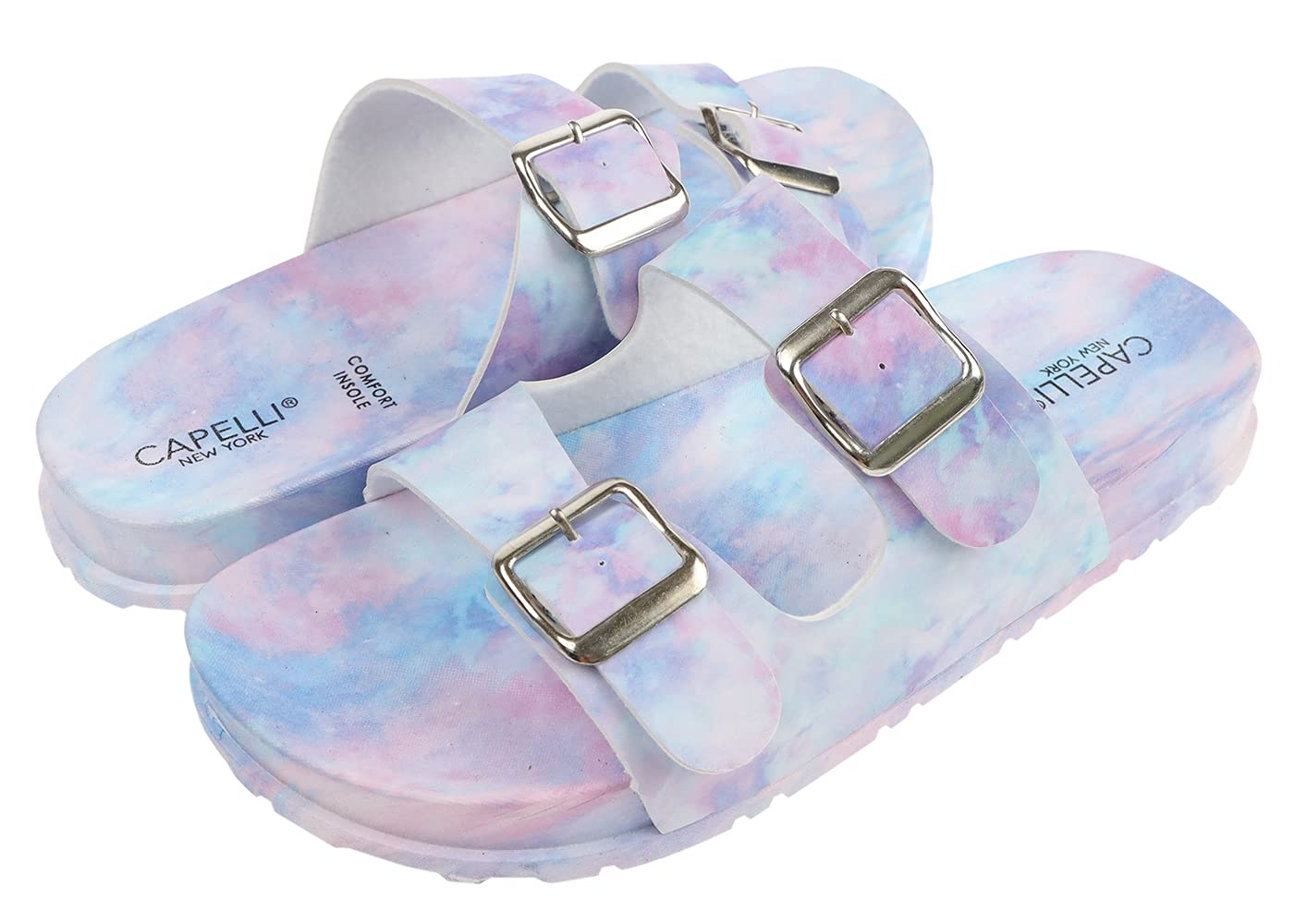 Capelli New York Women's Double Buckle Comfort Molded Injected Flip Flop