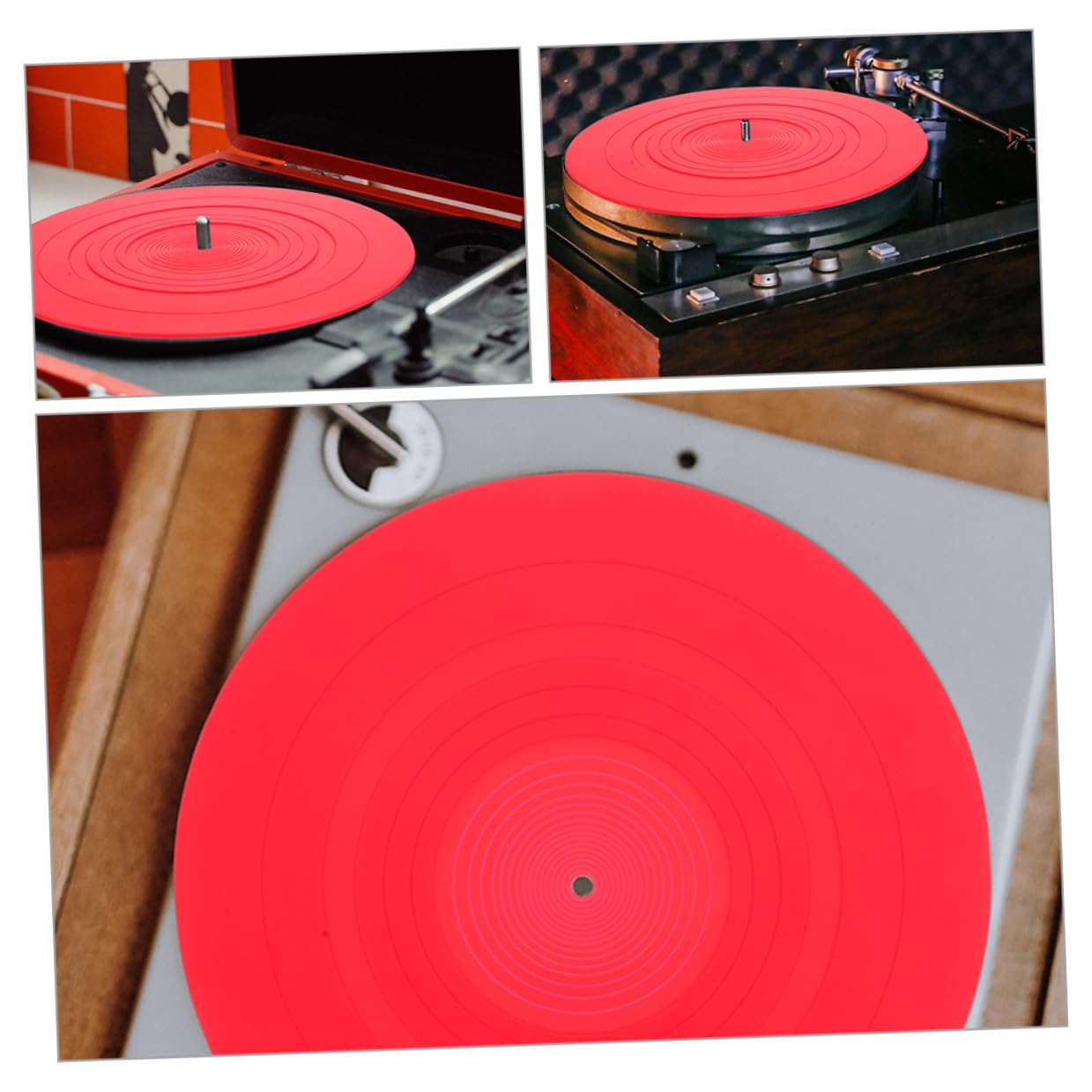 Ciieeo Tappetino in Silicone Antistatico e Mantiene Pulito 2 Pezzi Protezione Delicata Giradischi Rosso per Giradischi Vinile per Dischi