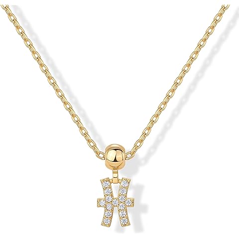 PAVOI 14K Gold Plated Dainty Zodiac Necklace with Charms - Adjustable Chain Gold Charm Zodiac Necklaces for Women - Small Astrology Removable Pendants - Cute Jewelry Gifts