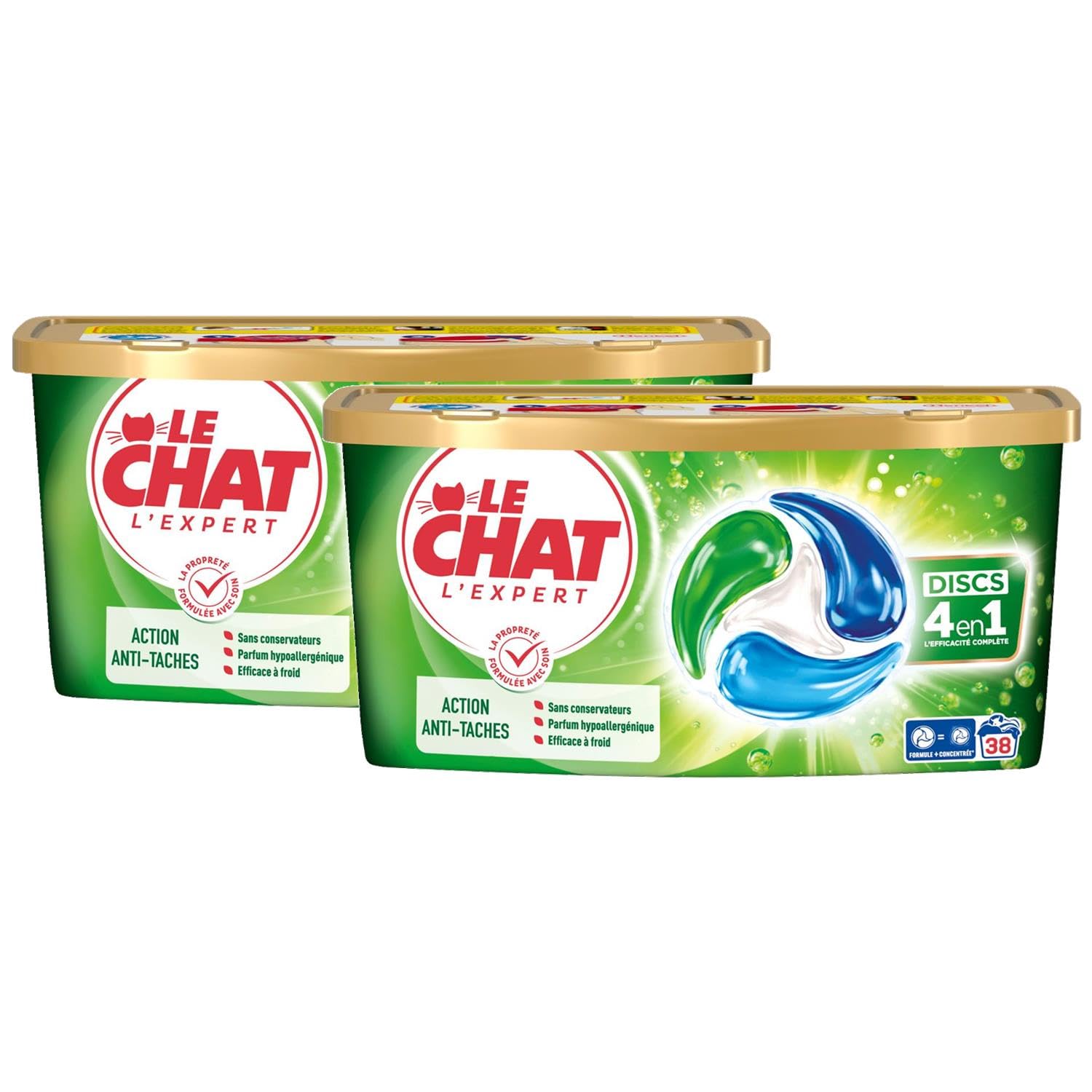LE CHAT L'Expert - Discs 4en1 - Lot de 2 boîtes de 38 capsules (76 capsules)