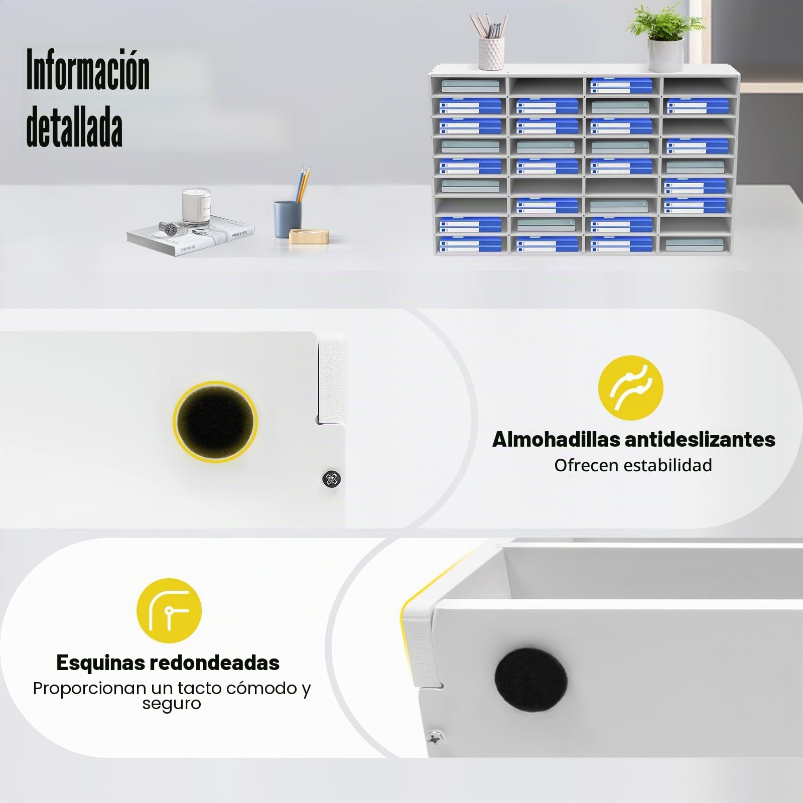 Organizador de literatura A4 36 compartimentos 100x30x61 cm blanco escritorio