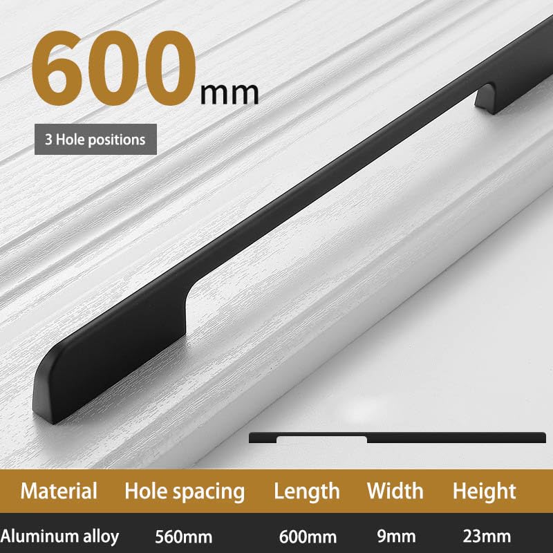 Tiradores Cajones Tiradores largos for puertas de armarios, 600 mm, 800 mm, 1000 mm, pomos de aleación de aluminio, tiradores negros y dorados for muebles, herrajes for armarios Tiradores Para Cajones