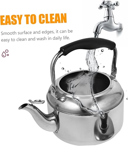 Miniatura 9 de KALLORY Tetera de acero inoxidable, hervidor de té de acero inoxidable, hervidor de agua, caldera de agua, estufa para acampar