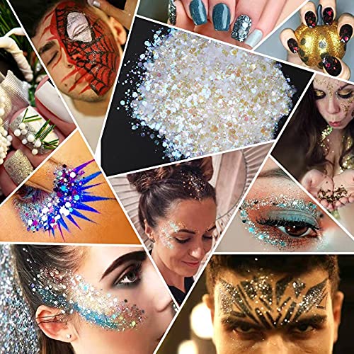 50g Nail Art Glitzer Pailletten - Glänzender Nagel Glitter Pulver Sechseckige Form Glitzer Kosmetik Festival Pulver… – Bild 2