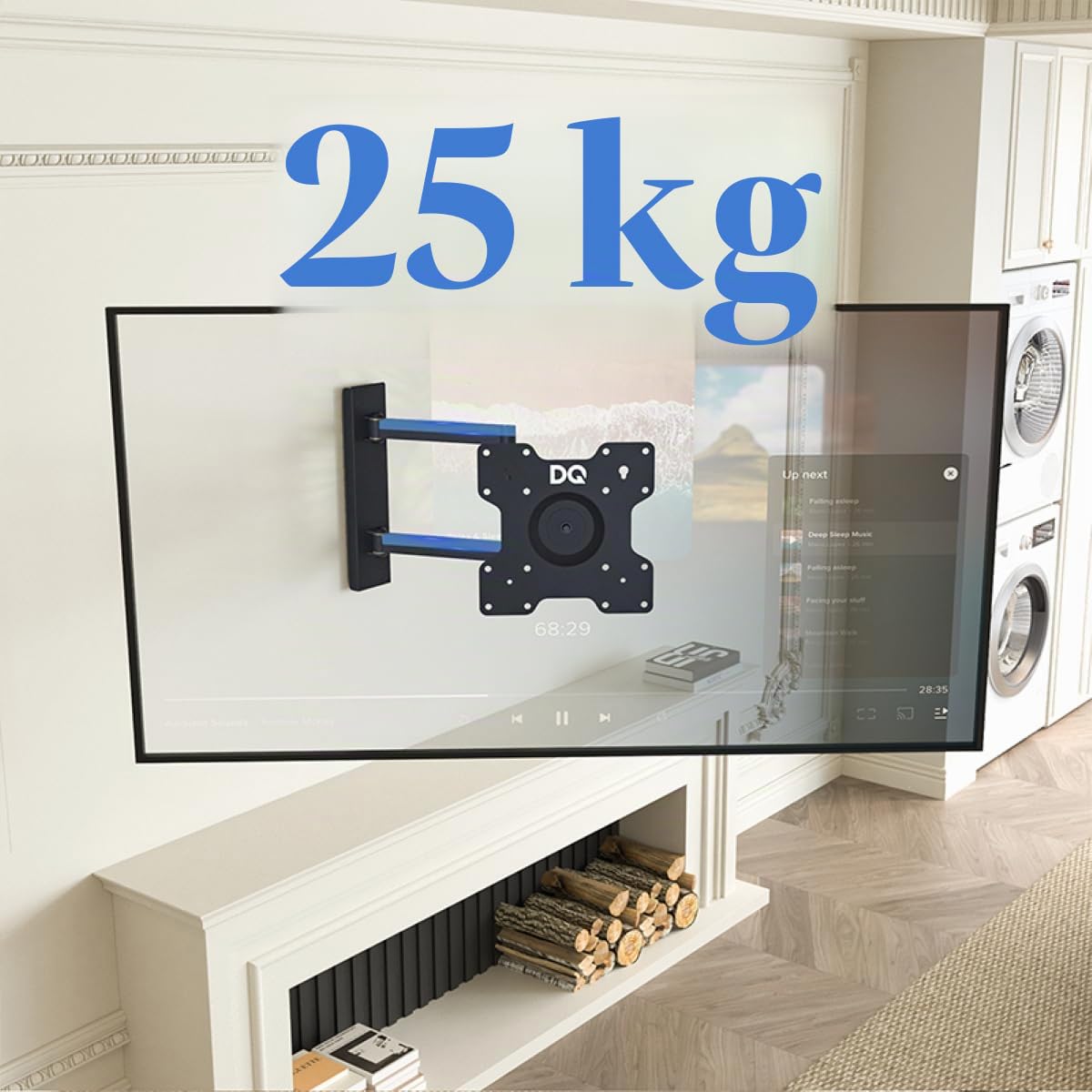 Soporte de Pared para TV DQ Rotate XL - extralargo Brazo Giratorio, Soporte, Barra giratoria flexibilidad para TV de tamaño Medio, Soporte para TV (Negro, 70 cm / 25 kg)