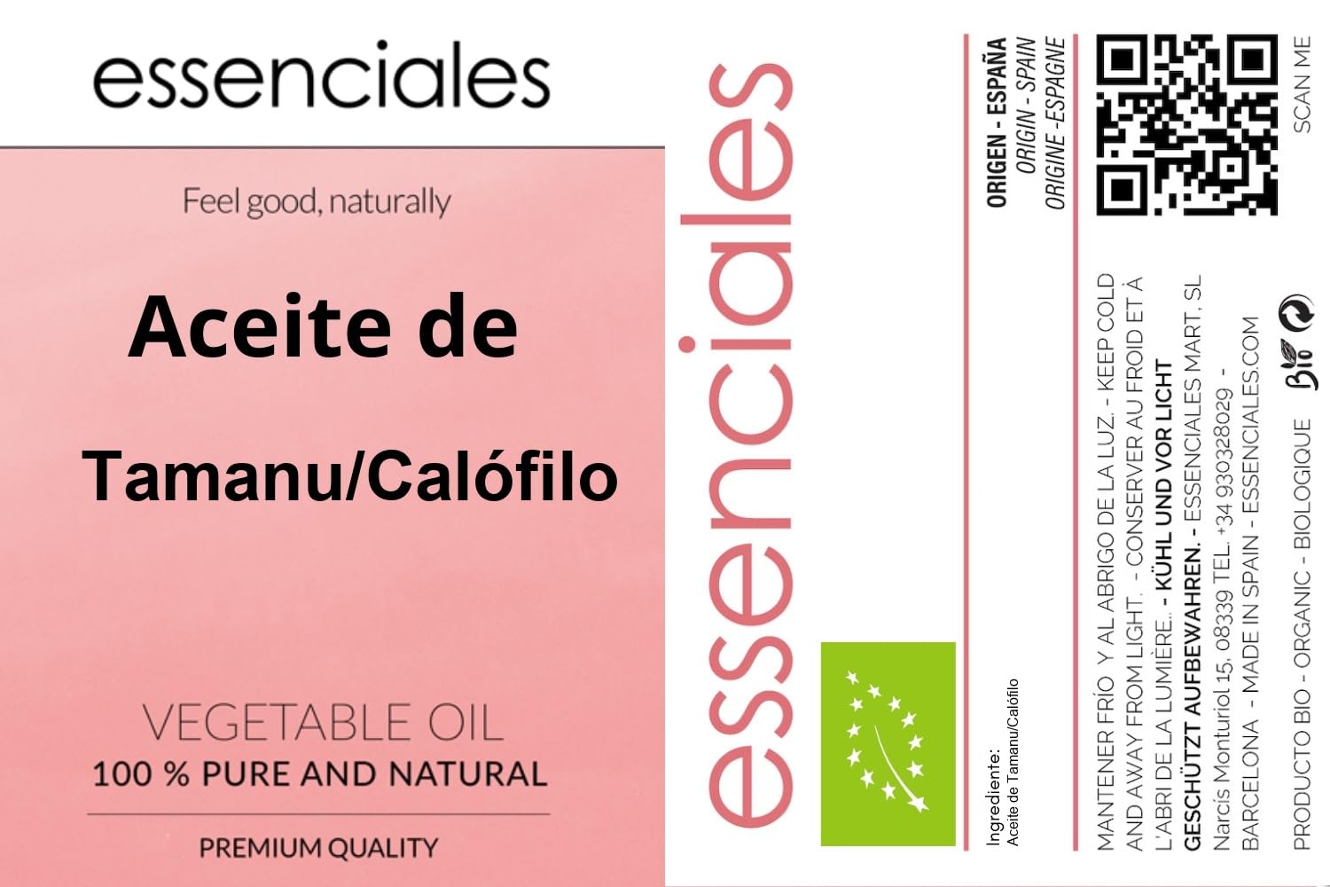 Huile végétale de Takamaka/Calophylle BIO 100% pure 500 ml - Calophyllum inophyllum - Soin visage, corps et cheveux