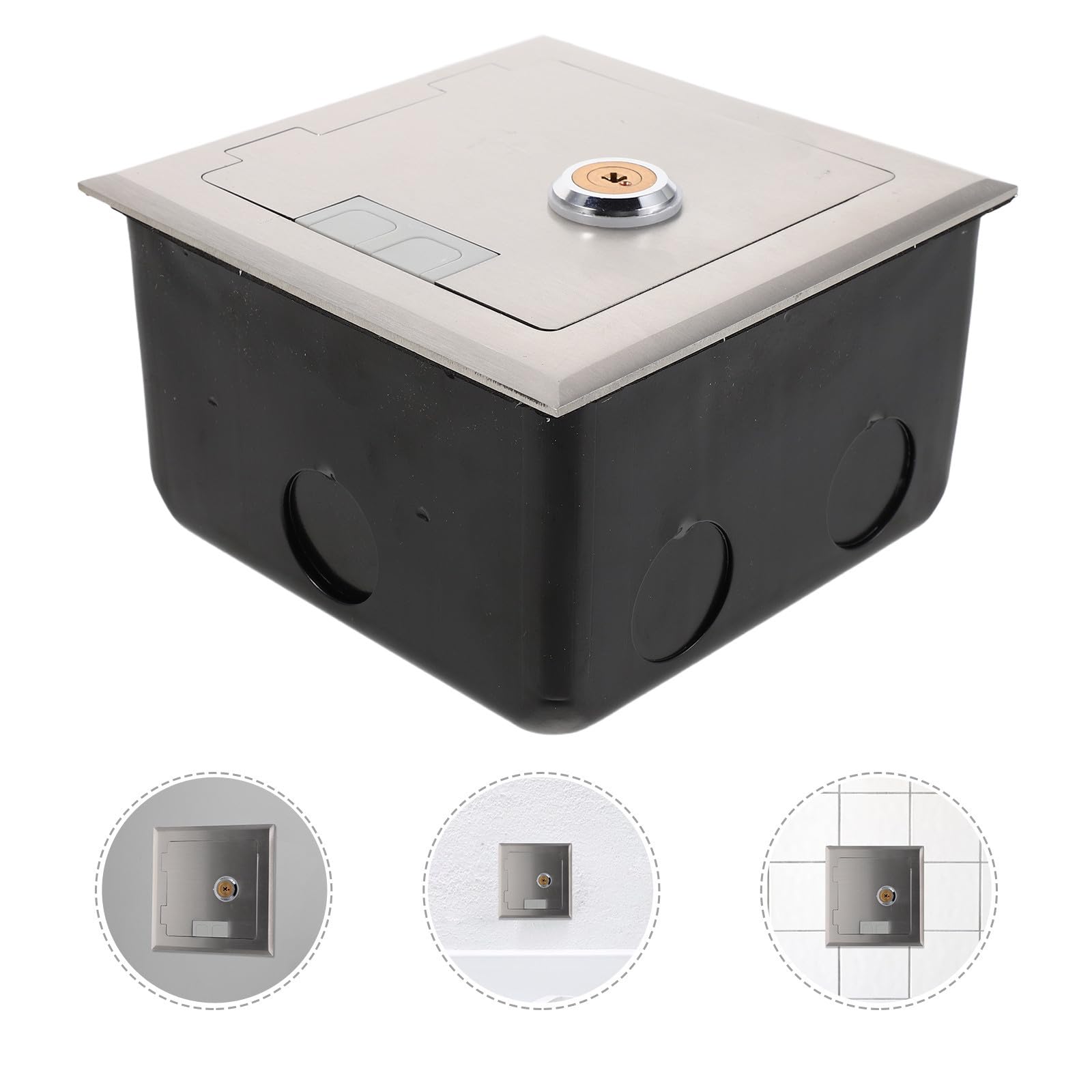 Caja de Enchufe Empotrada de Acero Inoxidable Resistente al Agua con Diseño Ultrafino y Salida de Cable Extraíble para Entornos de Oficina y Espacios Ocupados