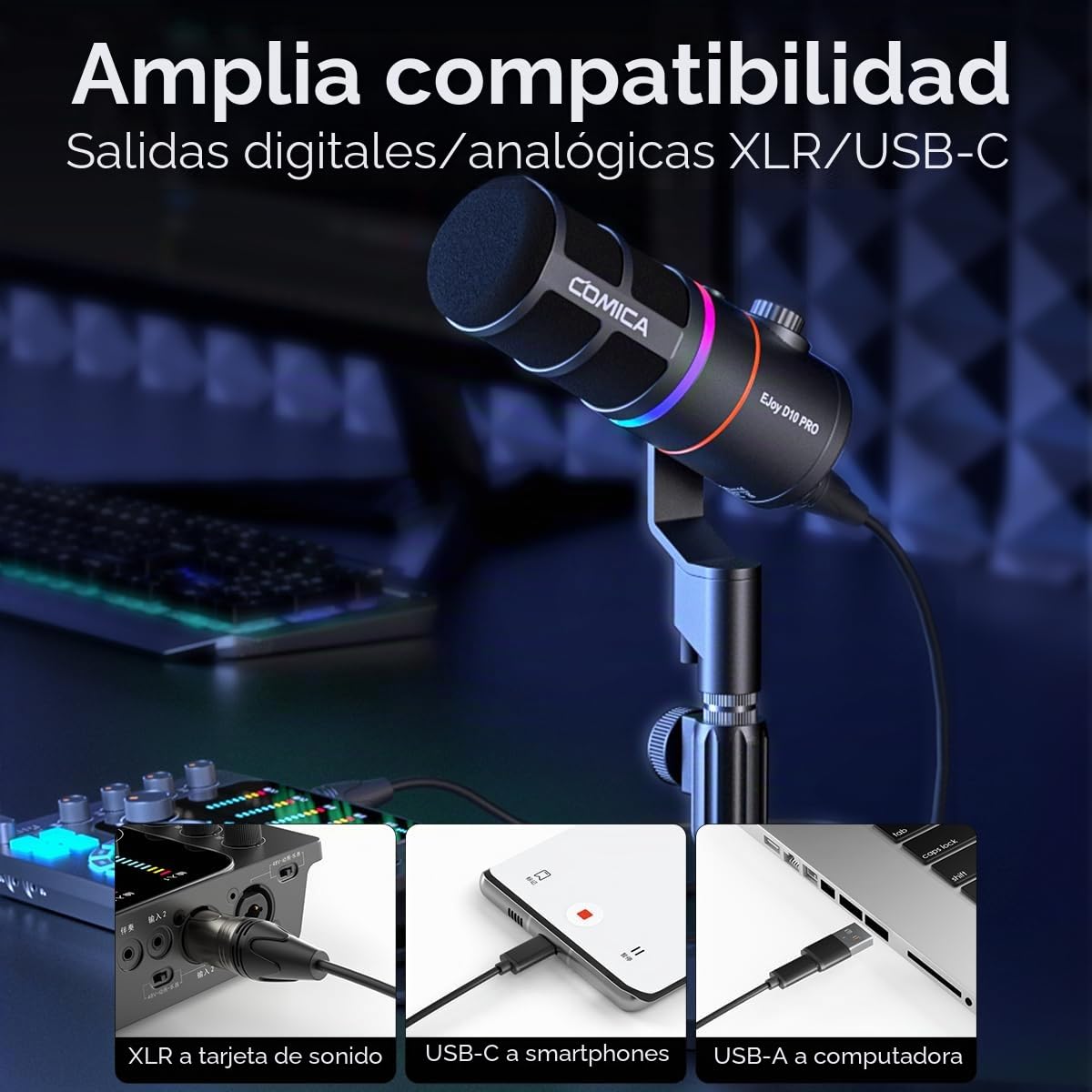 COMICA EJoy D10 Pro (D) Micrófono USB inalámbrico para juegos (negro)