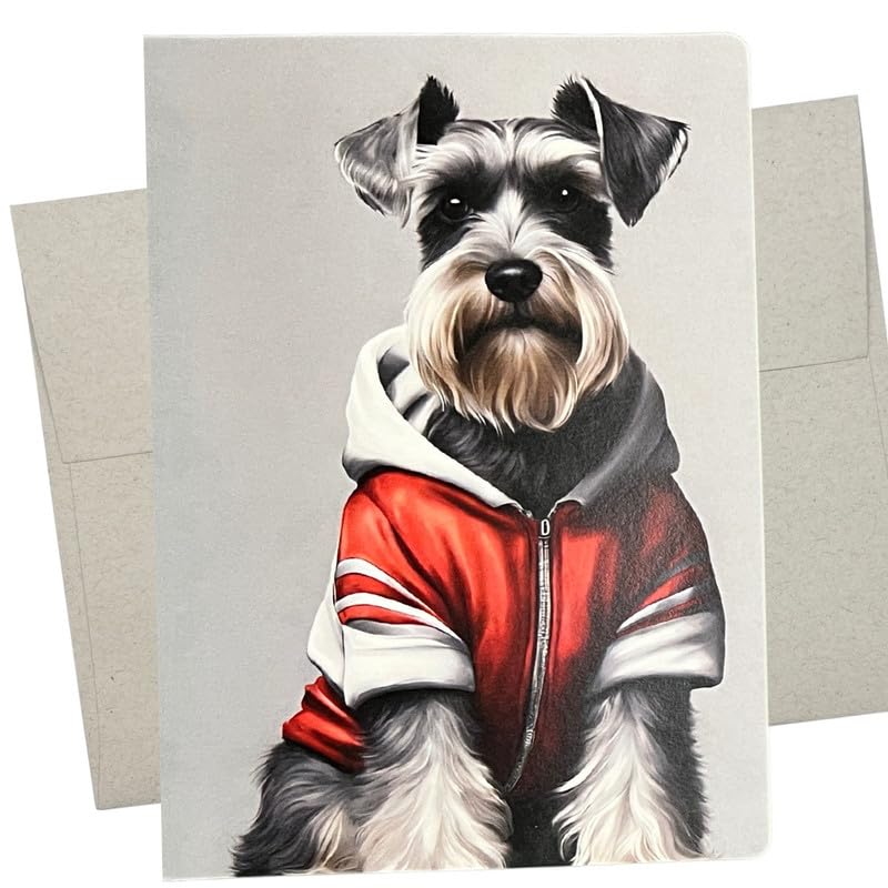 Whitman and Daughter Funny Schnauzer Birthday Card, Miniature Schnauzer Greeting Card for Every Occasion, Premium 5x7 Inch - 805