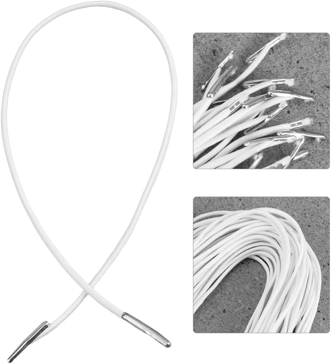 MAGICLULU 100pcs Elastic Barbed Cord with Smooth Barbs and Metal Fasteners for Masks and Folders, Easy to Use Elastic Hanging Rope for DIY Arts Crafts and Book Binding
