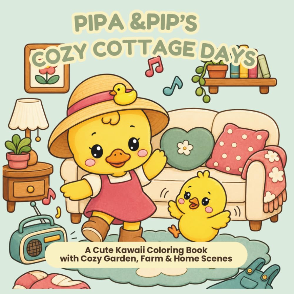Pipa & Pip's Cozy Cottage Days: A Cute Kawaii Coloring Book with Cozy Garden, Farm & Home Scenes
